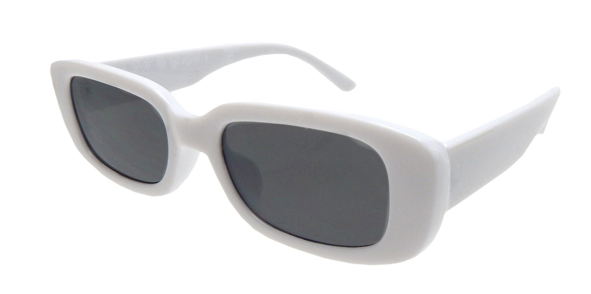 Ella Jonte Sonnenbrille schmale Trend Sonnenbrille weiss Gläser grau im Stoff Etui