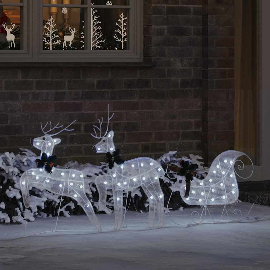 vidaXL Weihnachtsszene, LED Rentiere 3 pcs Kaltweiß Stoff