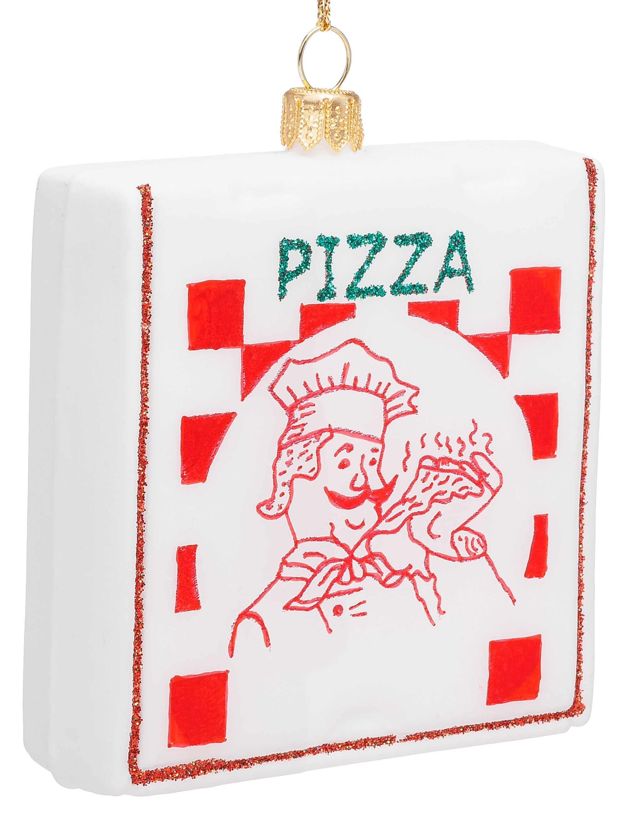 SIKORA Weihnachtsbaumkugel Pizza Karton besondere Weihnachtskugel Glas Figu günstig online kaufen