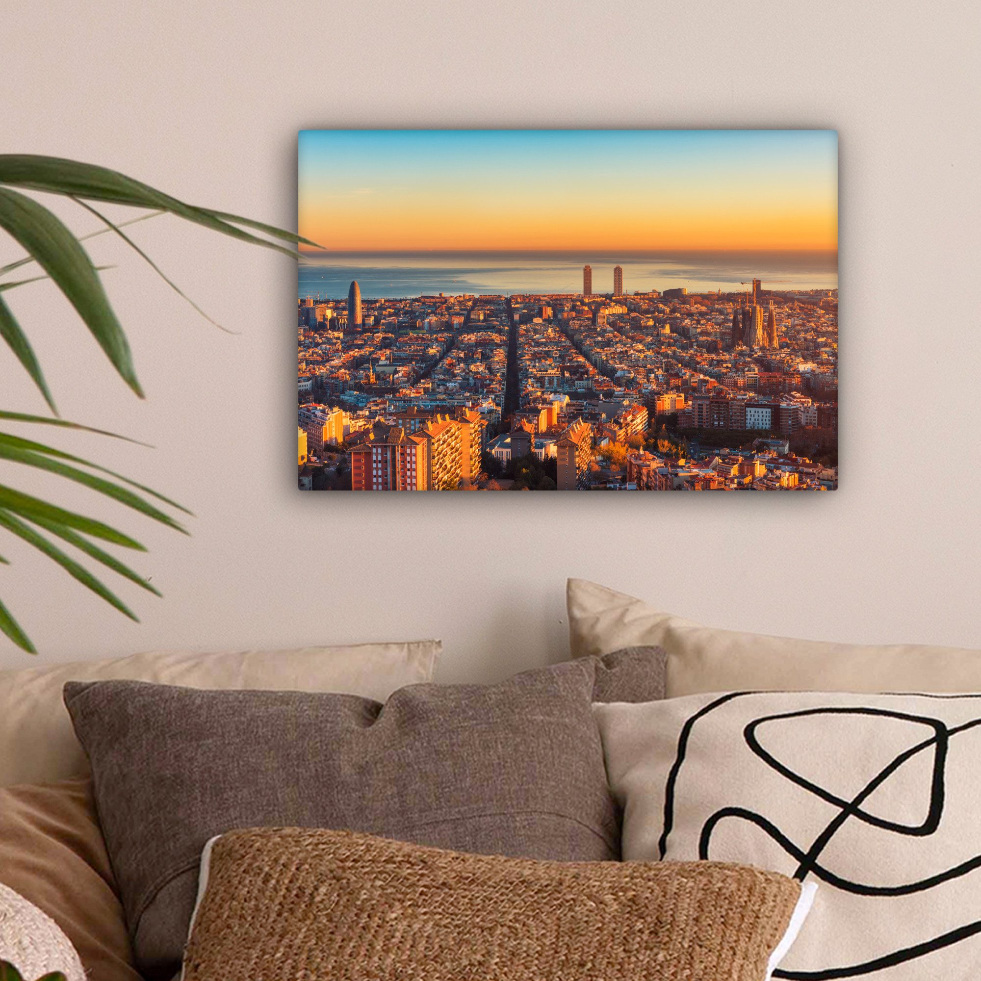 OneMillionCanvasses® Leinwandbild Barcelona - Meer - günstig online kaufen