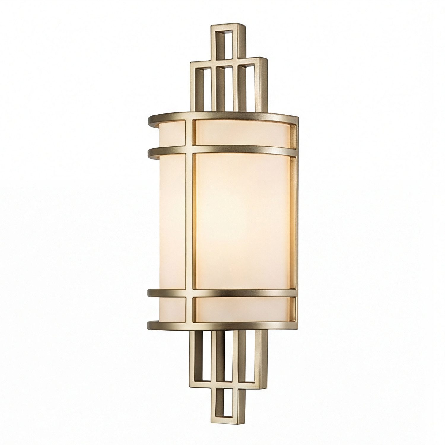 Licht-Erlebnisse Wandleuchte SHOJI, ohne Leuchtmittel, Vintage Design Glas Metall E27 in Messing Creme H: 39 cm