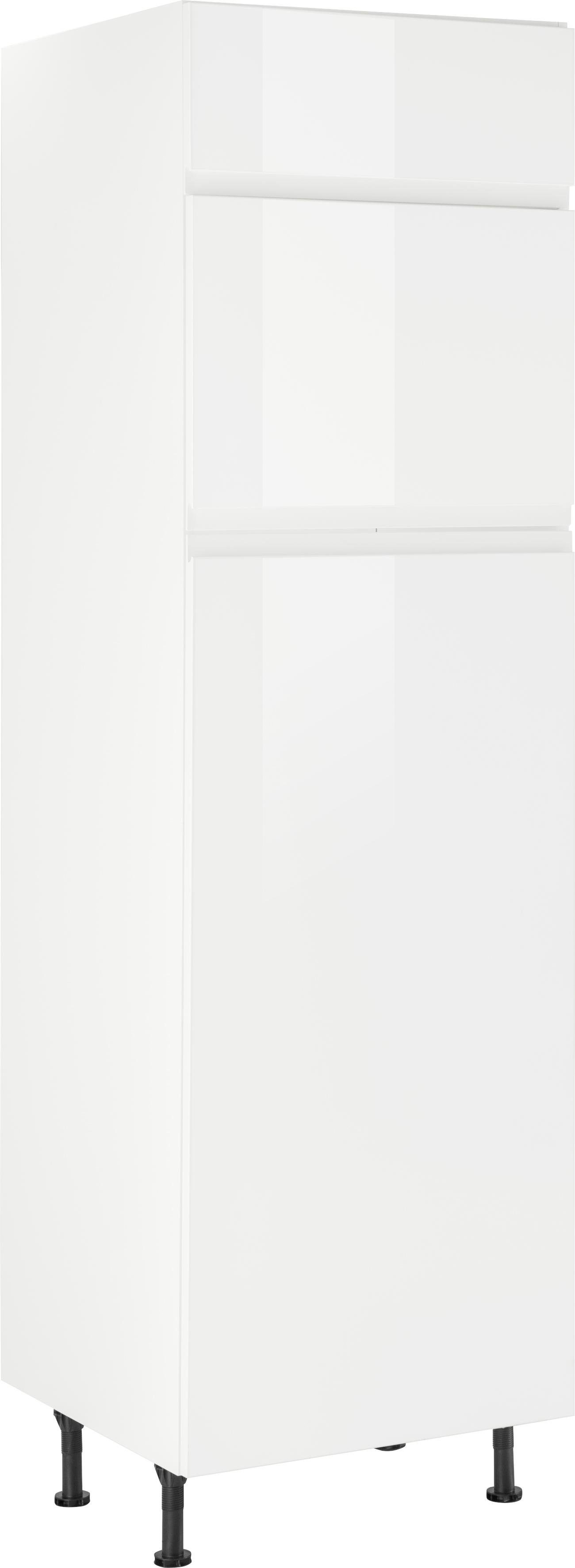 KOCHSTATION Kühlumbauschrank KS-Avio Hochglanz-Fronten und höhenverstellbaren Füßen, Breite 60 cm