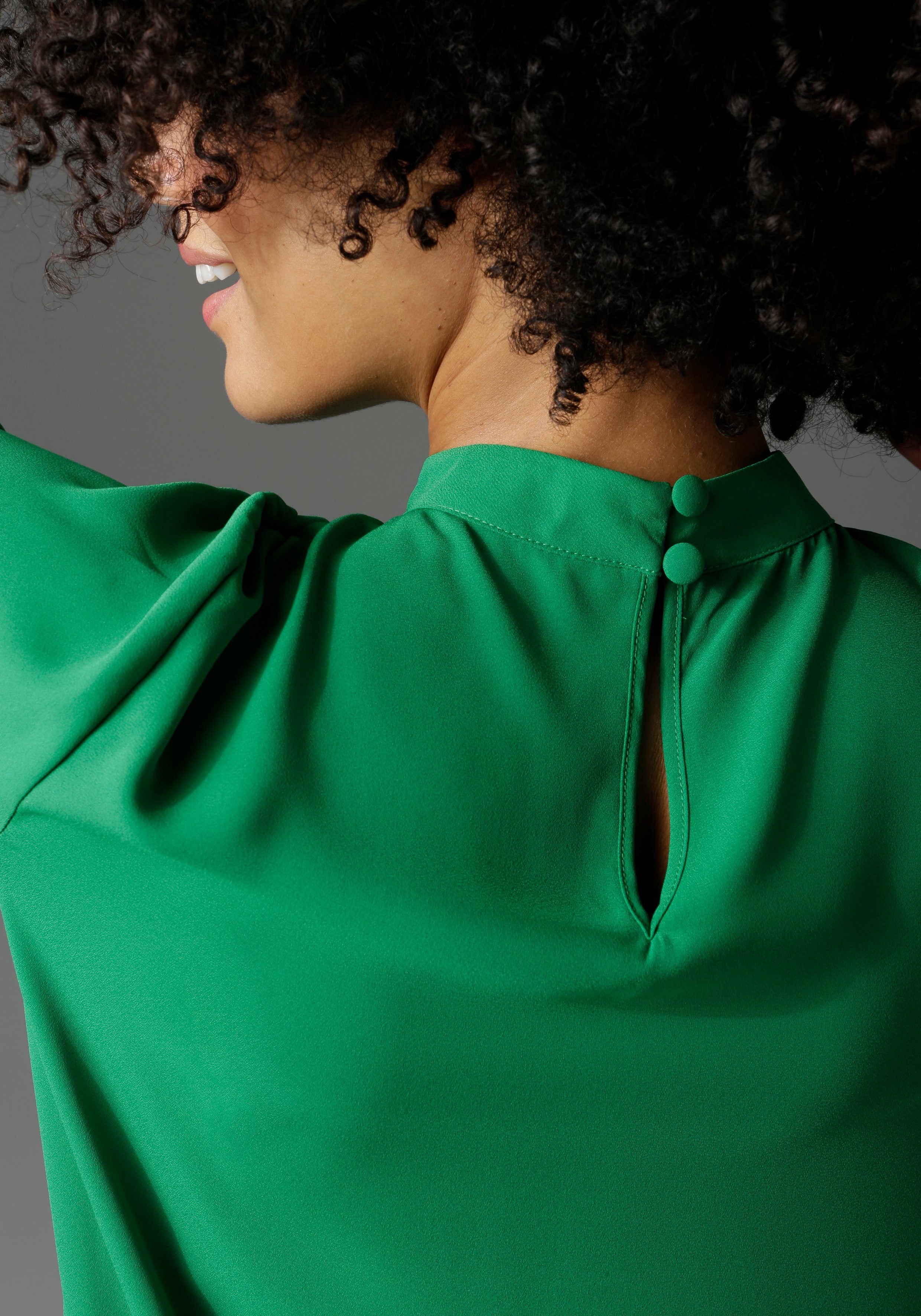 Aniston CASUAL Langarmbluse mit kleinem Volant im Vorderteil