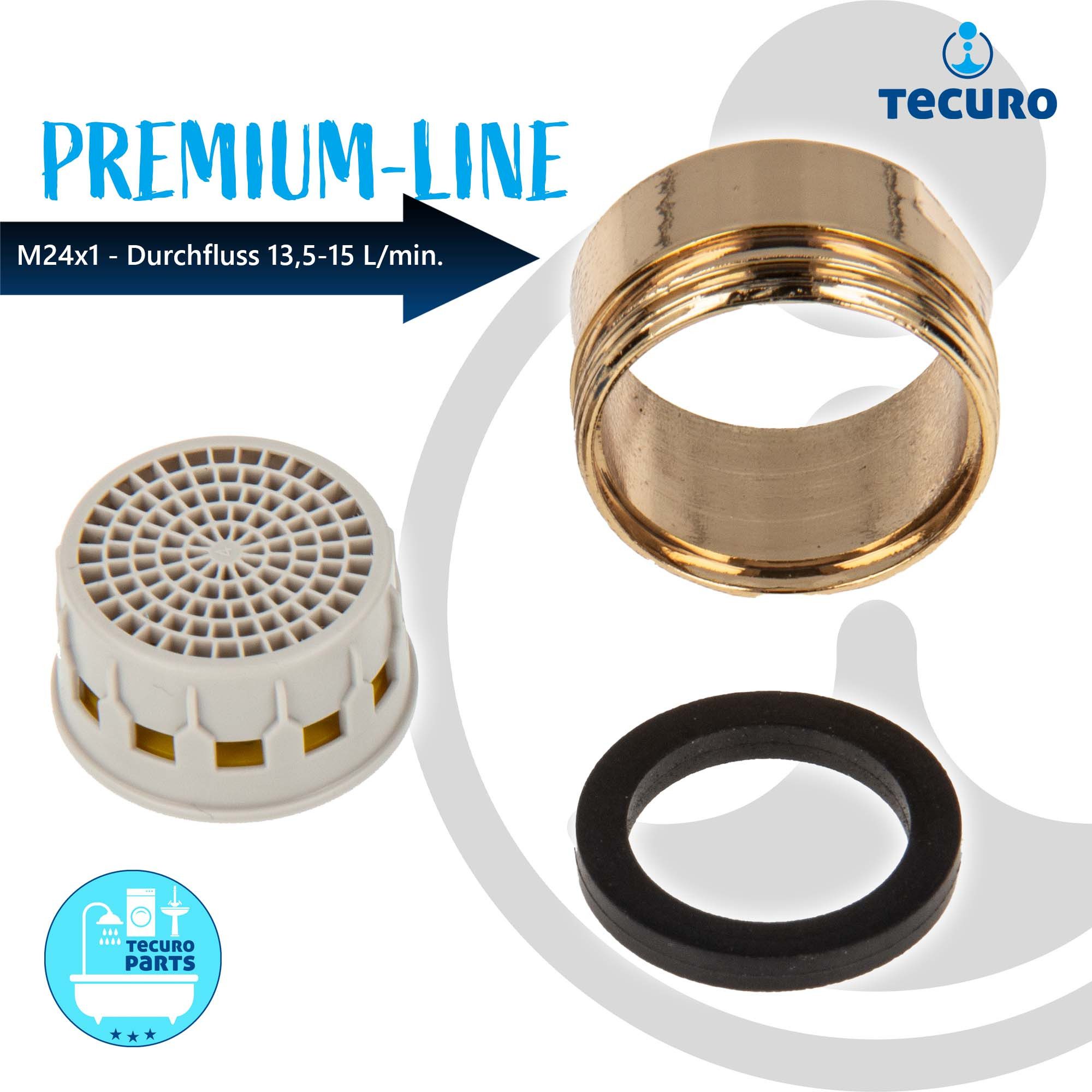 tecuro Strahlregler PREMIUM Mischdüse Strahlregler Luftsprudler Perlator M24x1 AG, gold