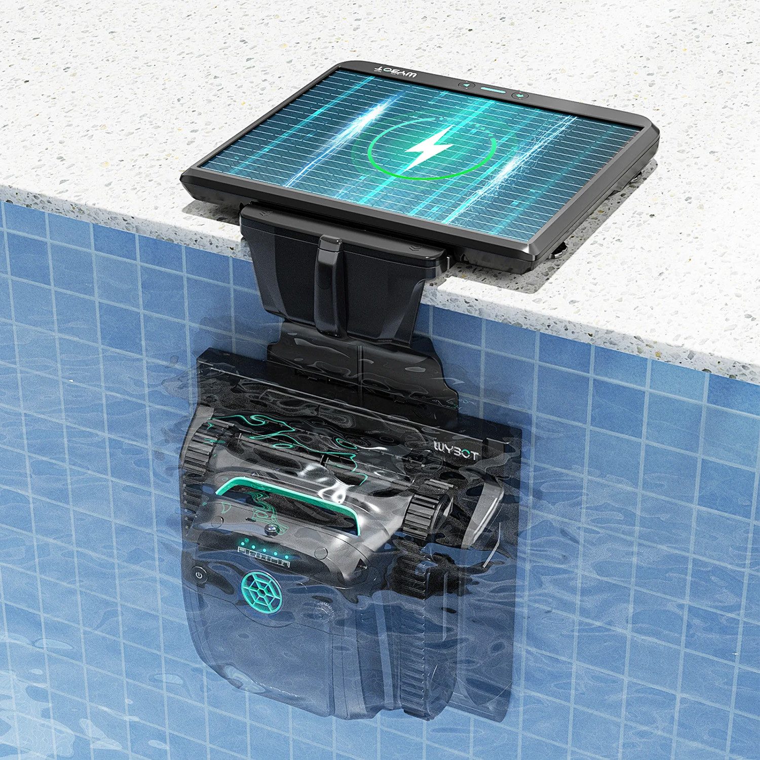 WYBOT Poolroboter S2 Solar Vision kabellos Oberflächenpflege Bodenpflege, Solarbetriebener Unterwasser-Poolroboter mit Selbstladefunktion