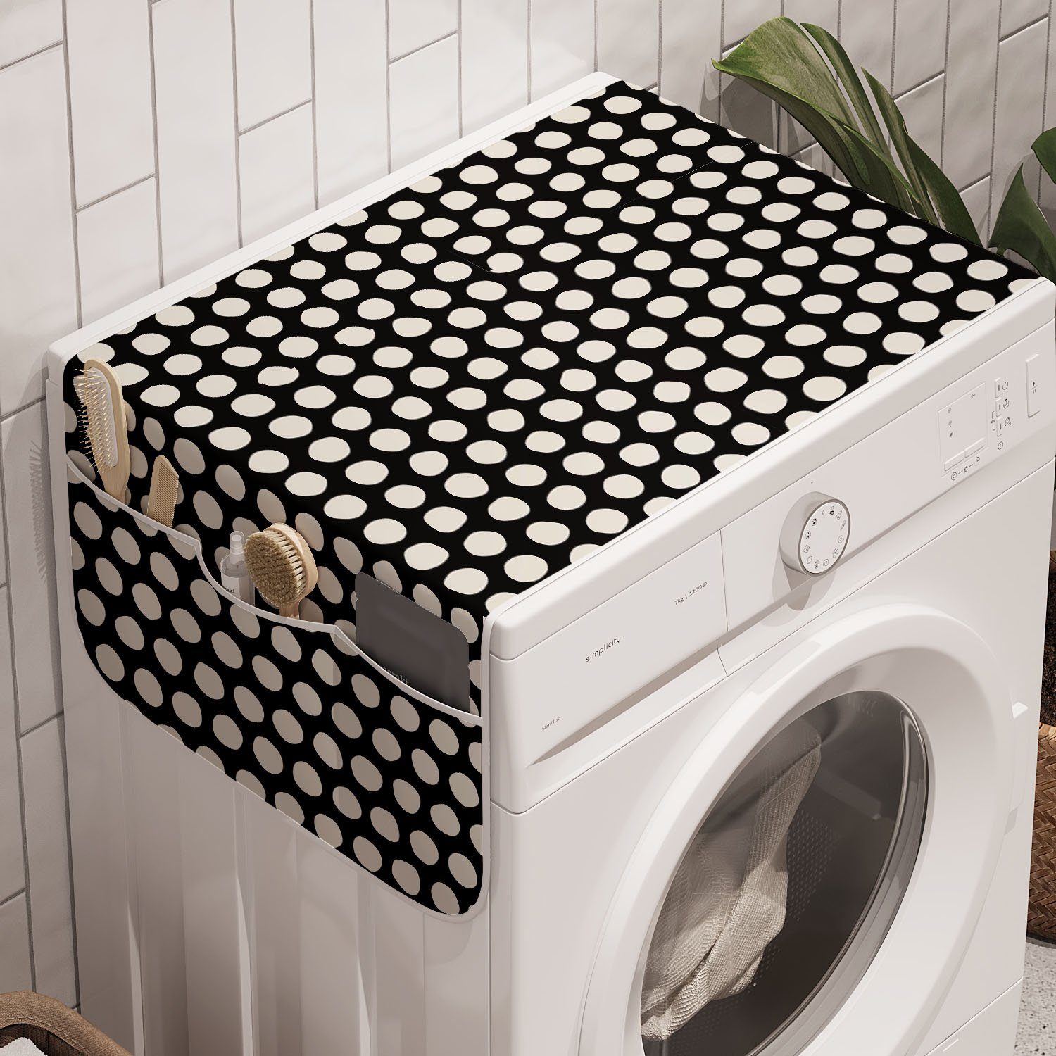Trockner, und und Jumble für Waschmaschine Badorganizer Elfenbein Punktformen Abakuhaus Grau Anti-Rutsch-Stoffabdeckung