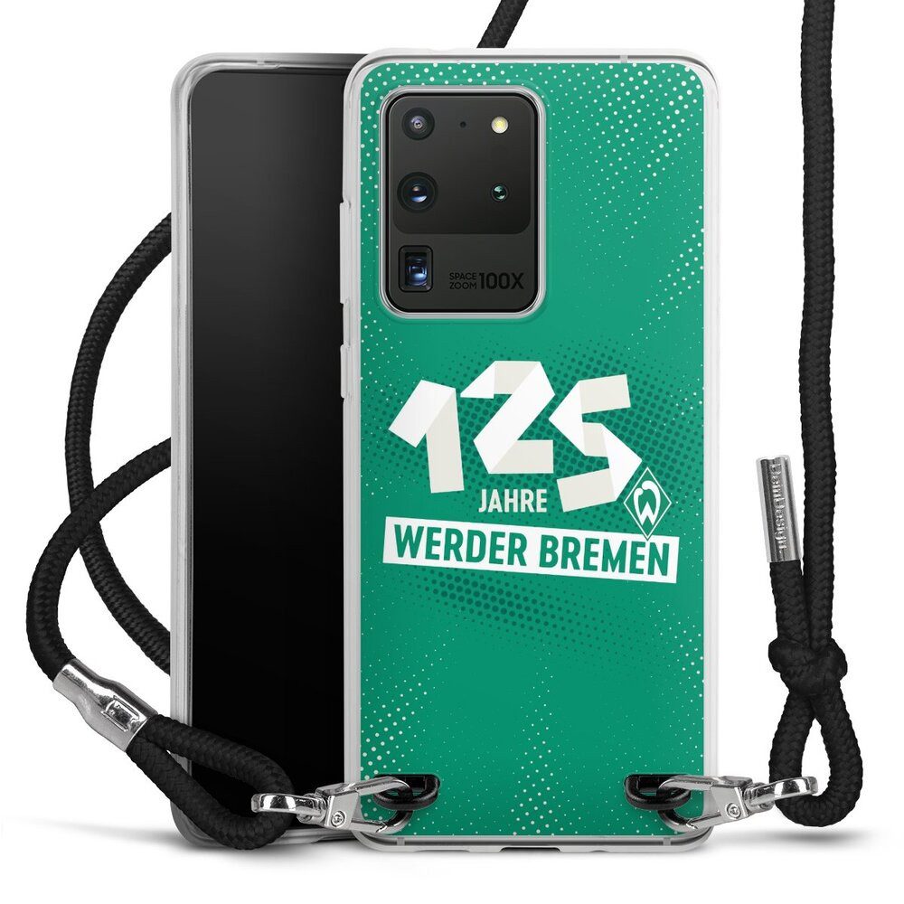 DeinDesign Handyhülle 125 Jahre Werder Bremen Offizielles Lizenzprodukt, Samsung Galaxy S20 Ultra 5G Handykette Hülle mit Band Cover mit Kette
