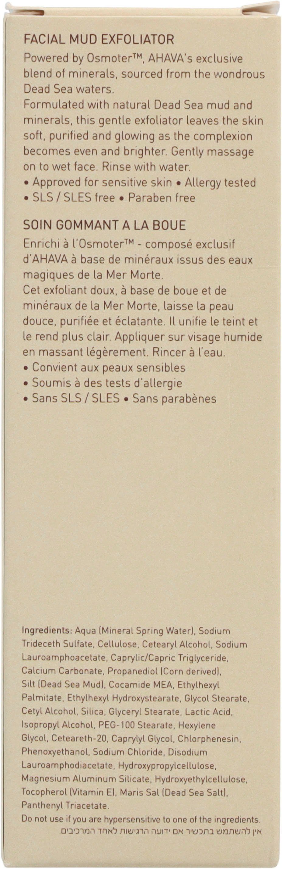 AHAVA Gesichts-Reinigungsschaum Time To Clear Facial Mud Exfoliator, Entfernt abgestorbene Hautschüppchen, für natürliche Zellenerneuerung.