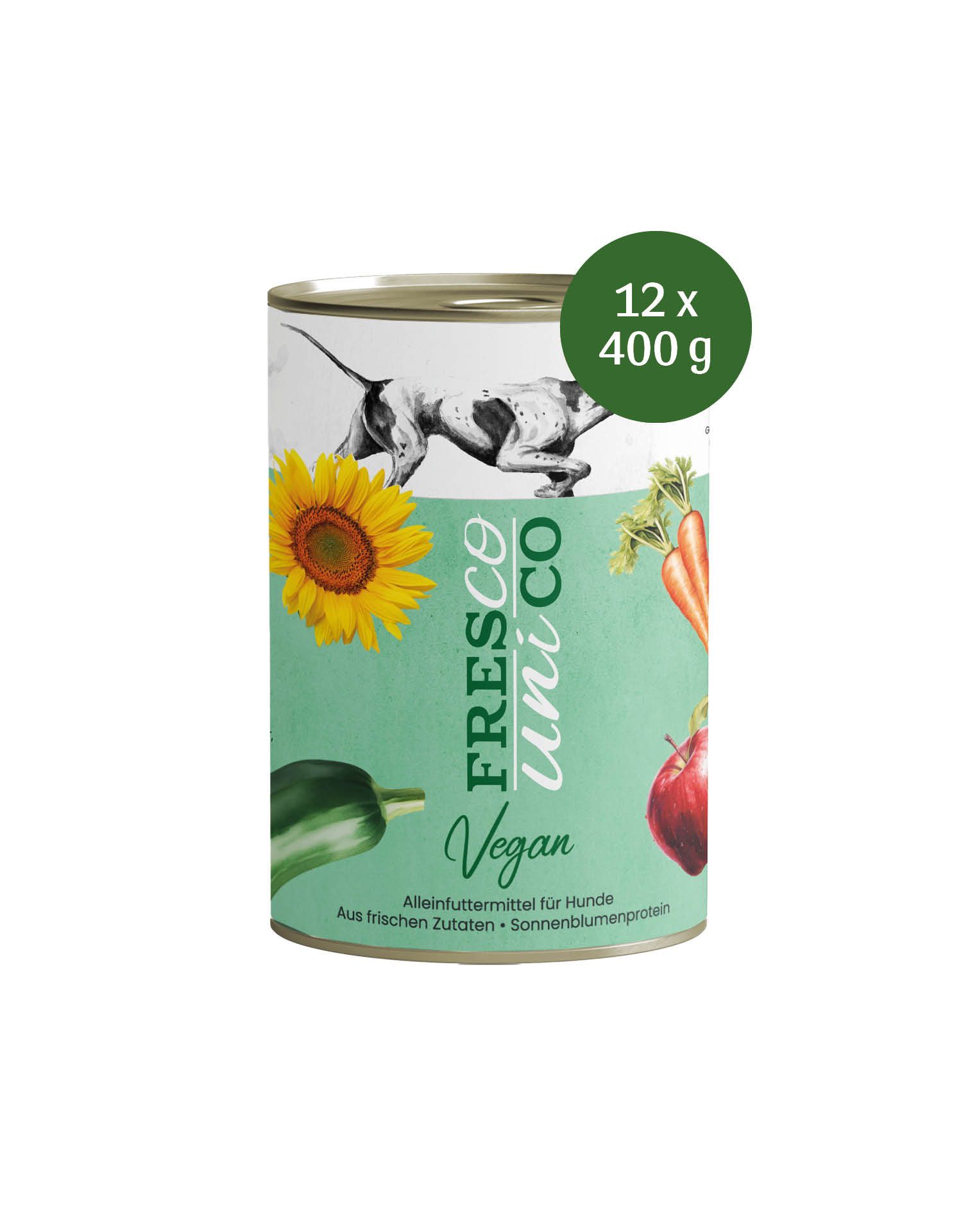 Fresco Dog unico Adult Vegan 12x400g, Hundefutter nass hypoallergen, Nassfutter für: Hunde, Getreidefrei, zuckerfrei & hochverträglich