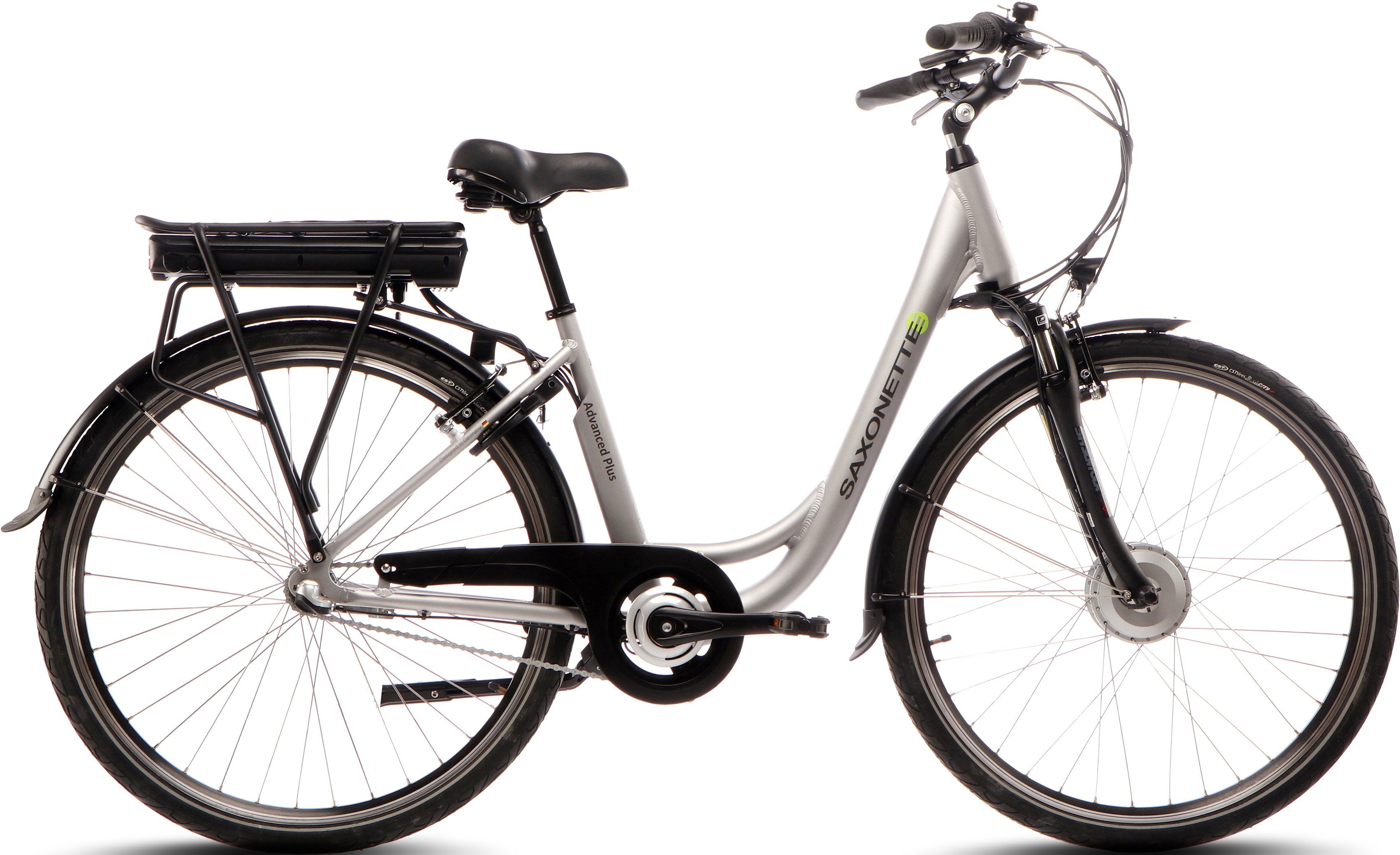 SAXONETTE E-Bike Advanced Plus, 3 Gang Shimano SHIMANO Nexus Schaltwerk, Nabenschaltung, Frontmotor, 375 Wh Akku, (mit Akku-Ladegerät)