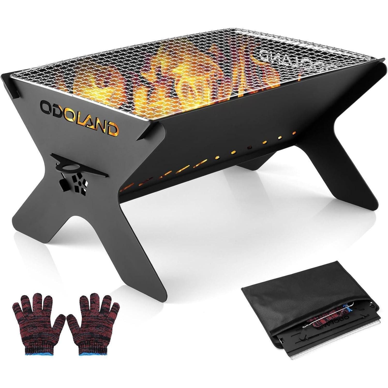 LuxusKollektion Feuerstelle Camping Feuerstelle Holzofen Grill 2-in-1 tragbar Outdoor 304