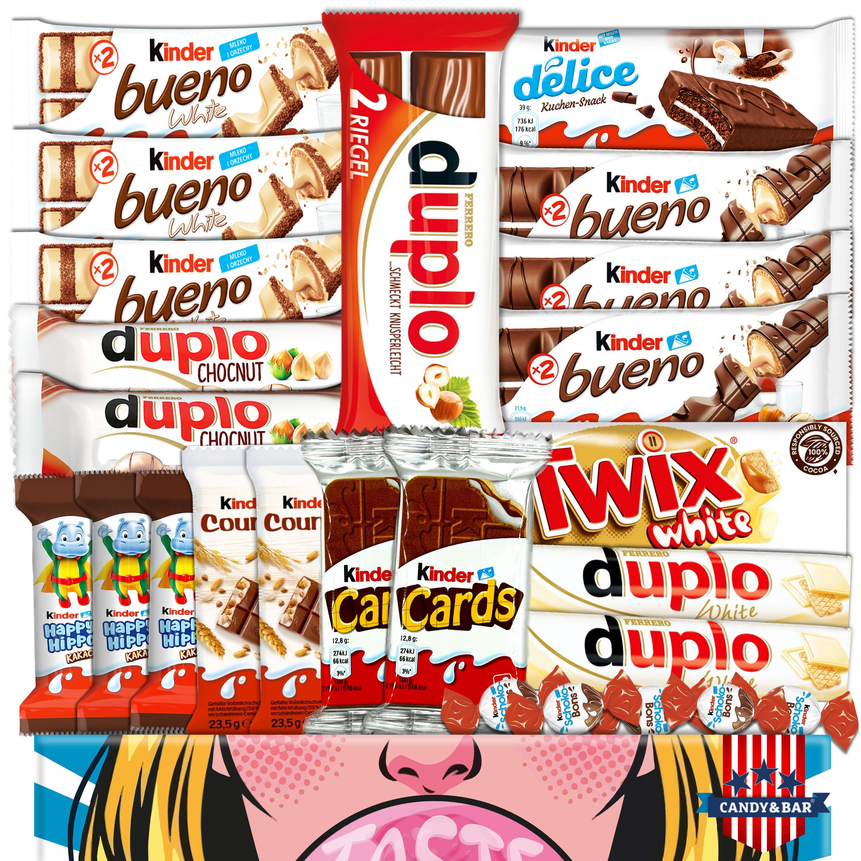 Candy & Bar Schokolade Schokolade Mix Box 21 Stück Geschenkbox mit Schokoriegeln & Snacks