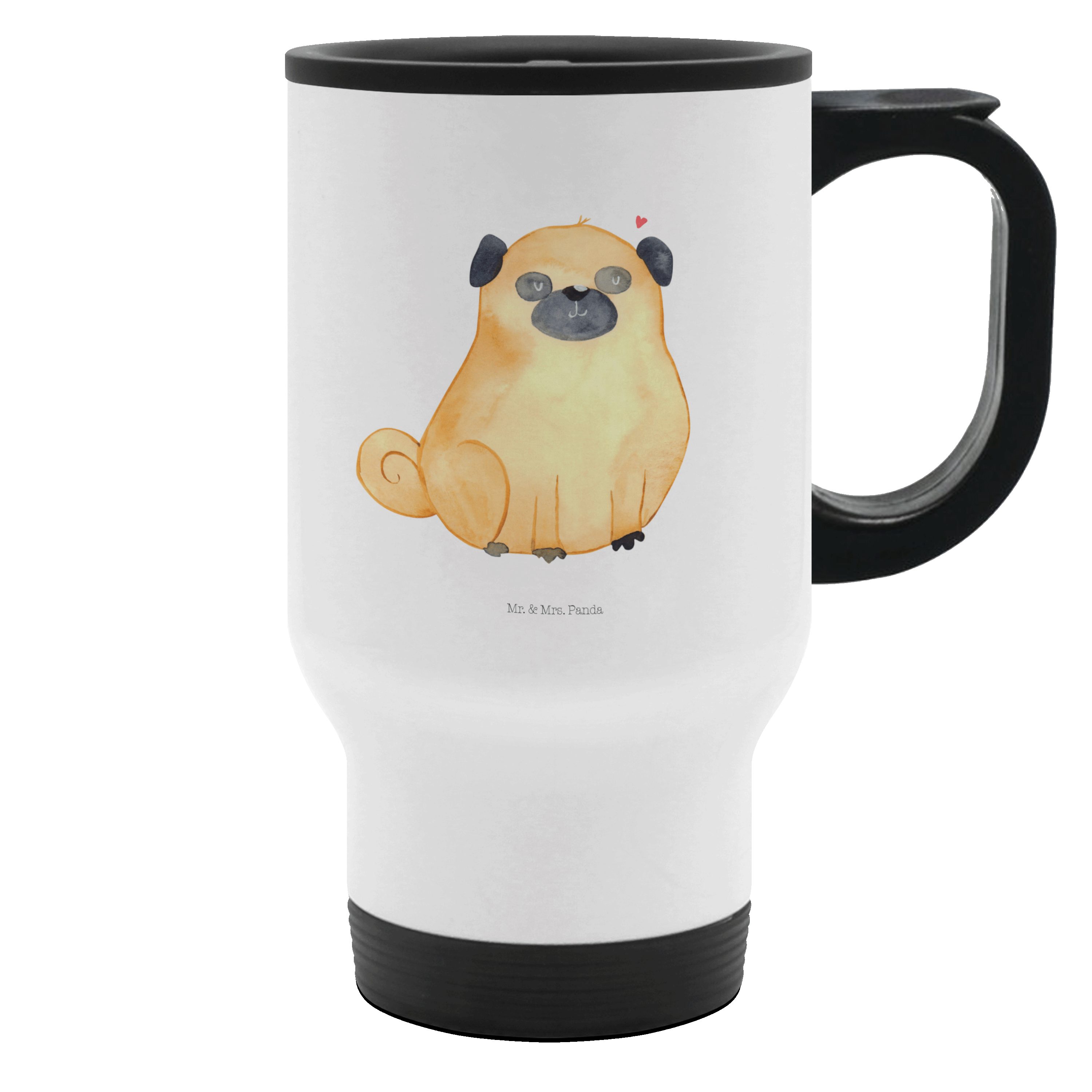 Mr. & Mrs. Panda Thermobecher Mops, Thermobecher, Weiß, Hundebesitzer, Knuffig, Hund, Kaffee-Thermo, Edelstahl, Thermobecher Für Tee Thermobecher To Go Thermobecher Für Unterwegs