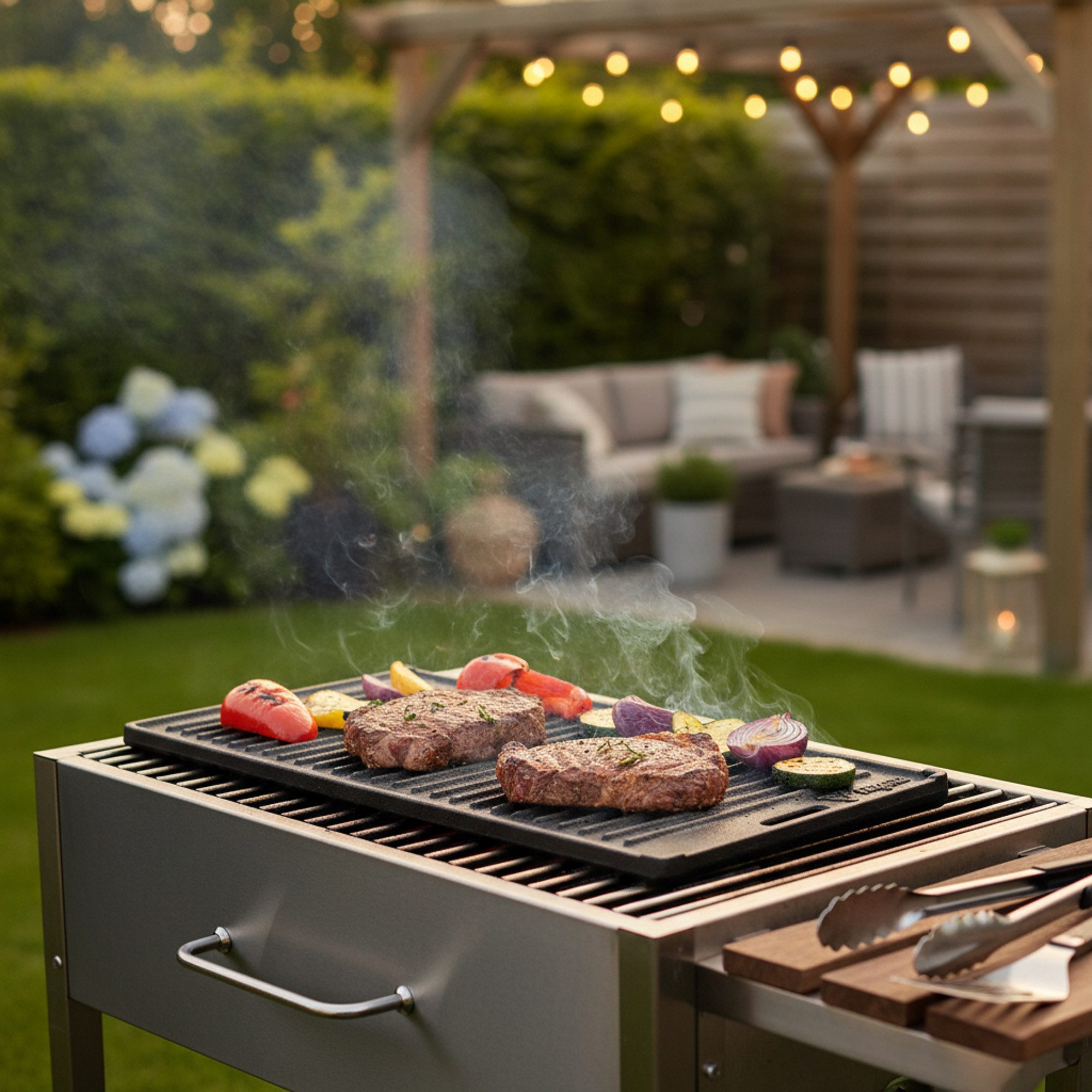 BBQ-Toro Grillplatte Gusseisen Grillplatte 45 x 19,5 cm, Grillzubehör, Grillpfanne