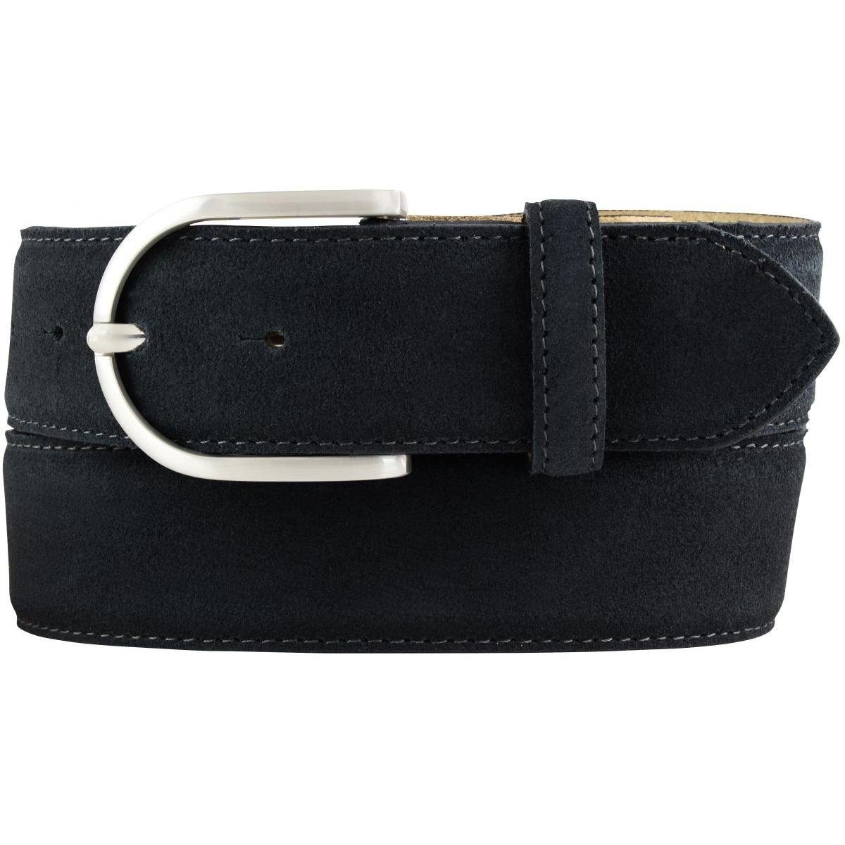 BELTINGER Ledergürtel - Veloursleder Velour-Gürtel Schwarz, cm aus 4 für Damen 40mm - Wi Damen-Gürtel Silber