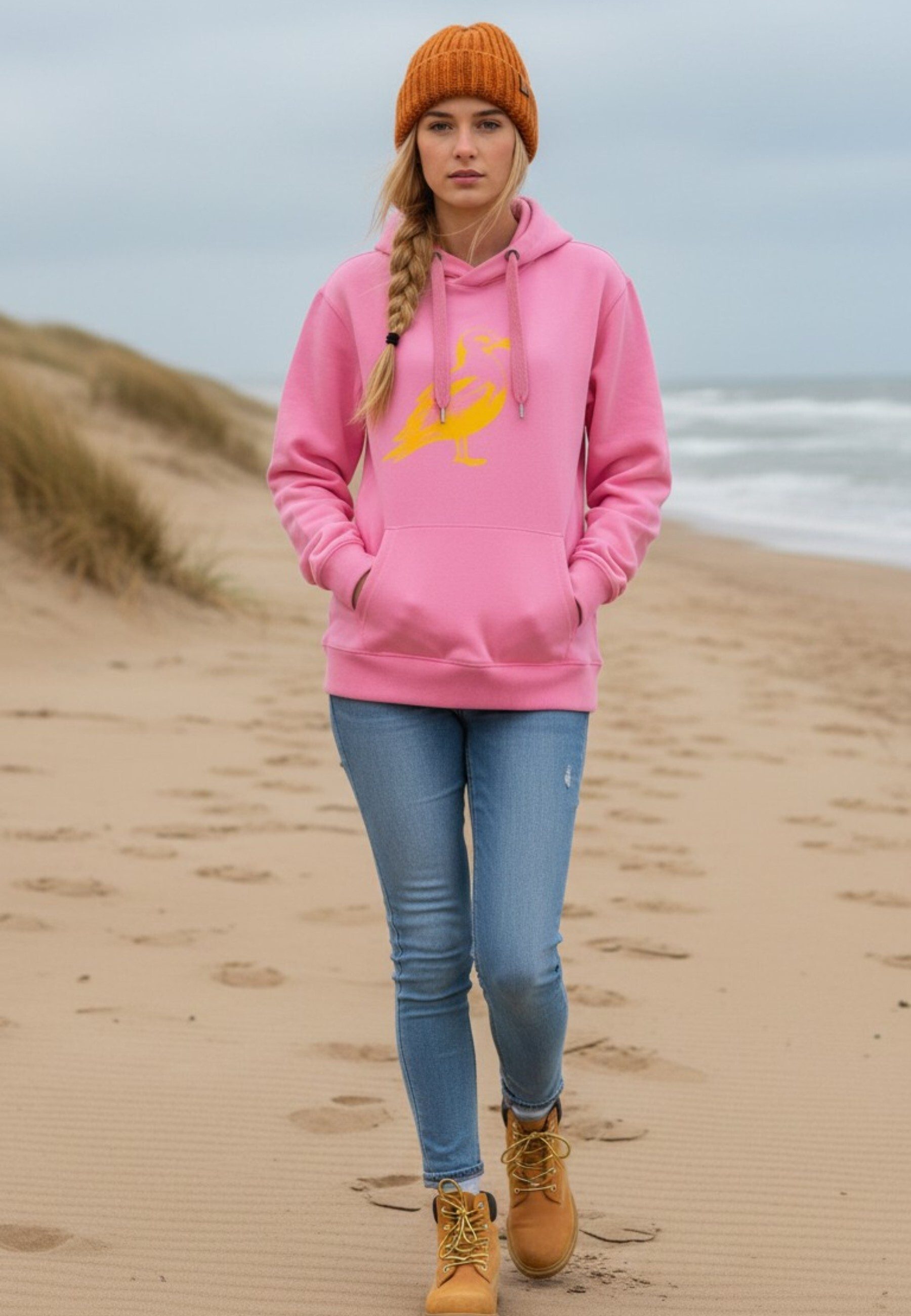 salzhaut Hoodie ODDEBODJE UNISEX - Möwe Unisex Weit salzhaut Kapuzenpullover – bequemer Fit und nordisch klares Design