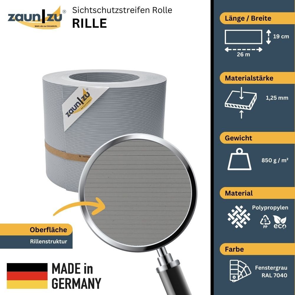 zaunzu Sichtschutzstreifen Rille PP für Doppelstabmatten günstig online kaufen