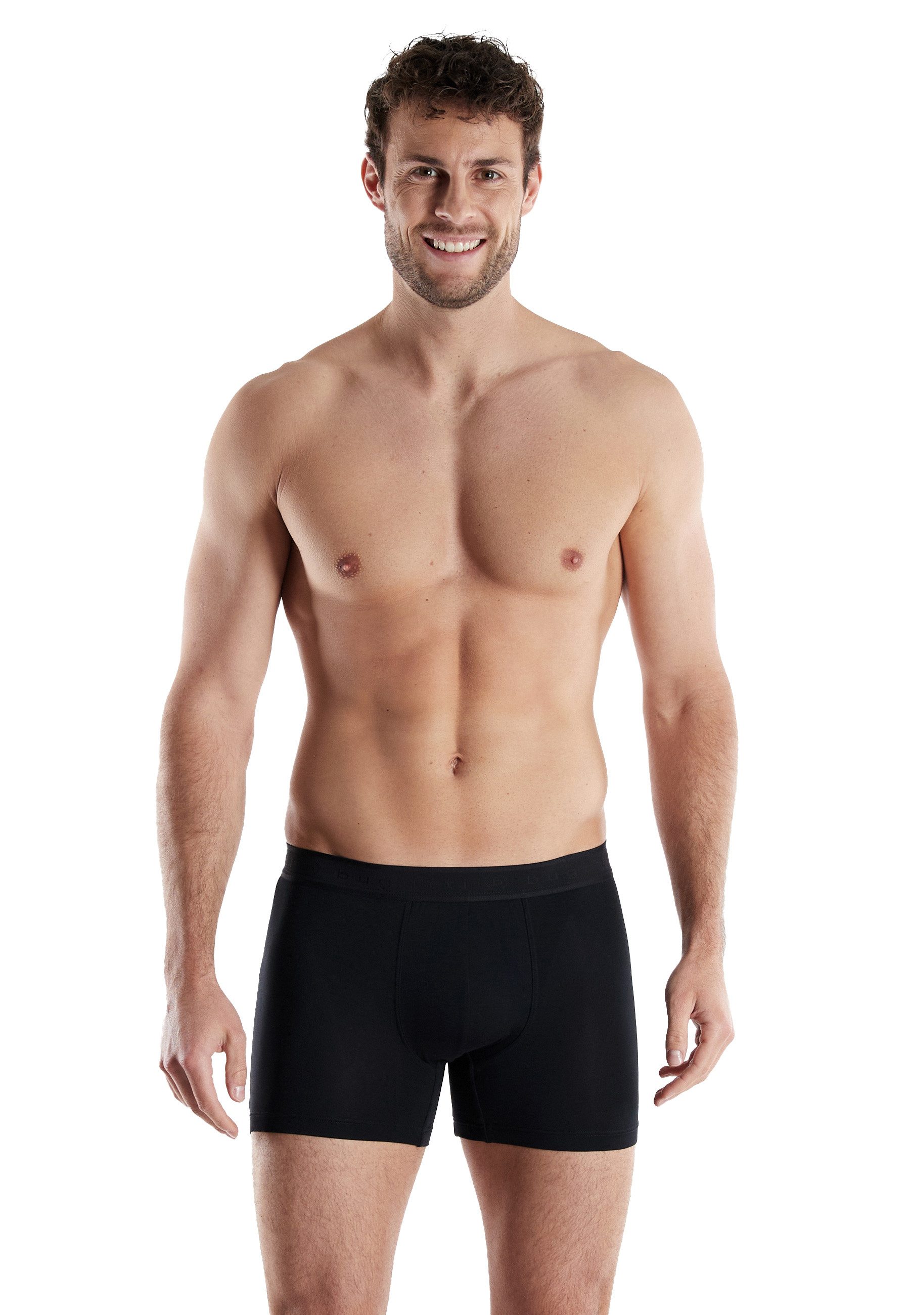 Boxershorts BUGATTI Herren Long-Pants schwarz uni