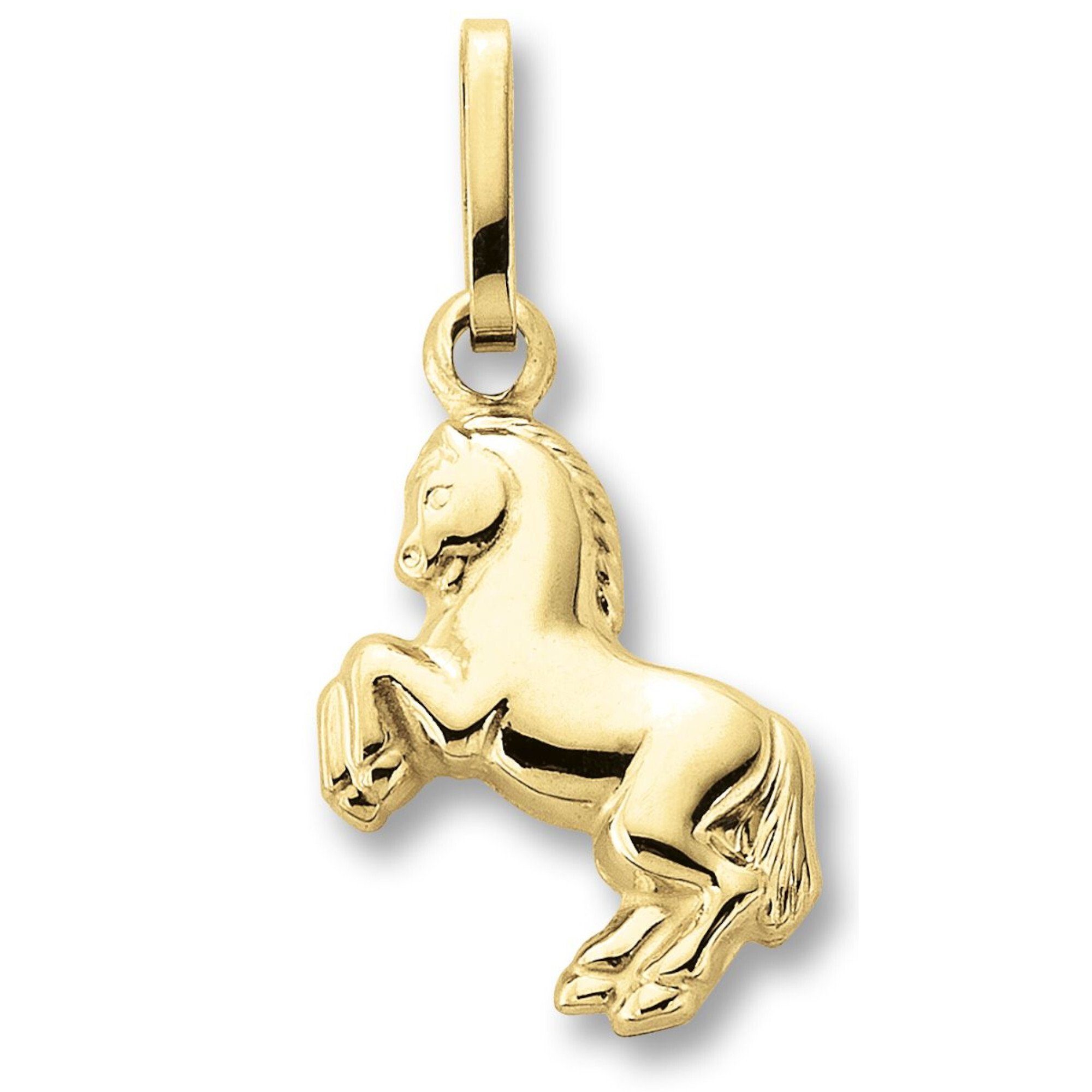 Anhänger Pferd 333 ONE Gelbgold, Damen Pferd Gold aus Schmuck Kettenanhänger ELEMENT