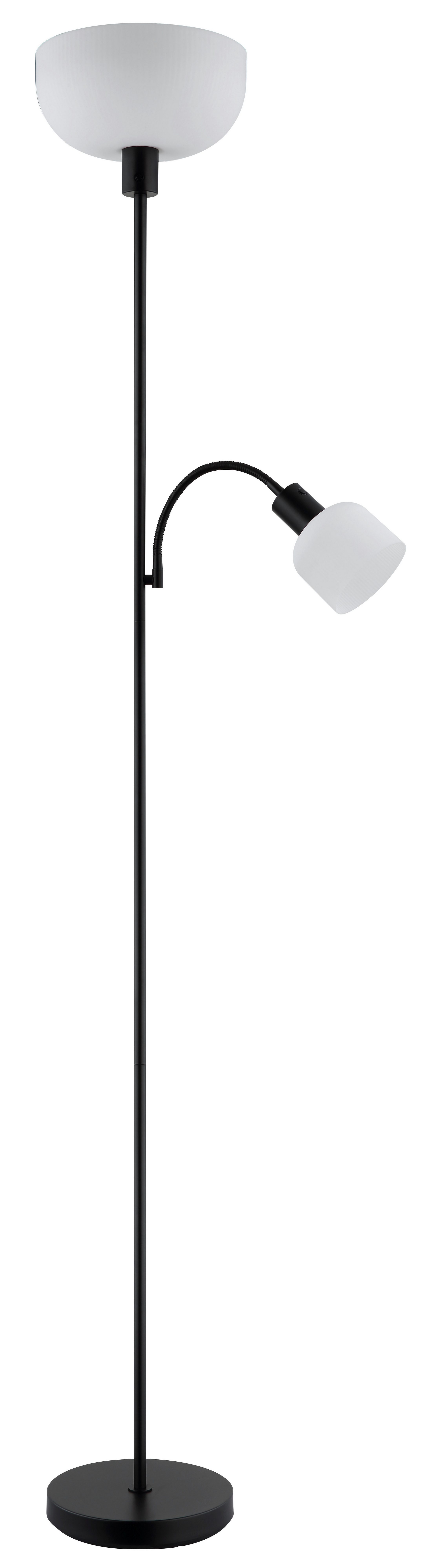 GLOBO LIGHTING Stehlampe HINTON, ohne Leuchtmittel, Stehleuchte Schwarz, Opal, Druckschalter, Flexo, E27/E14