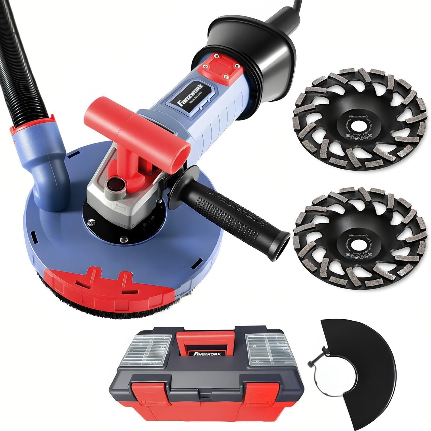Fanzwork Winkelschleifer 2100W / 180mm Betonschleifer Betonfräse Set