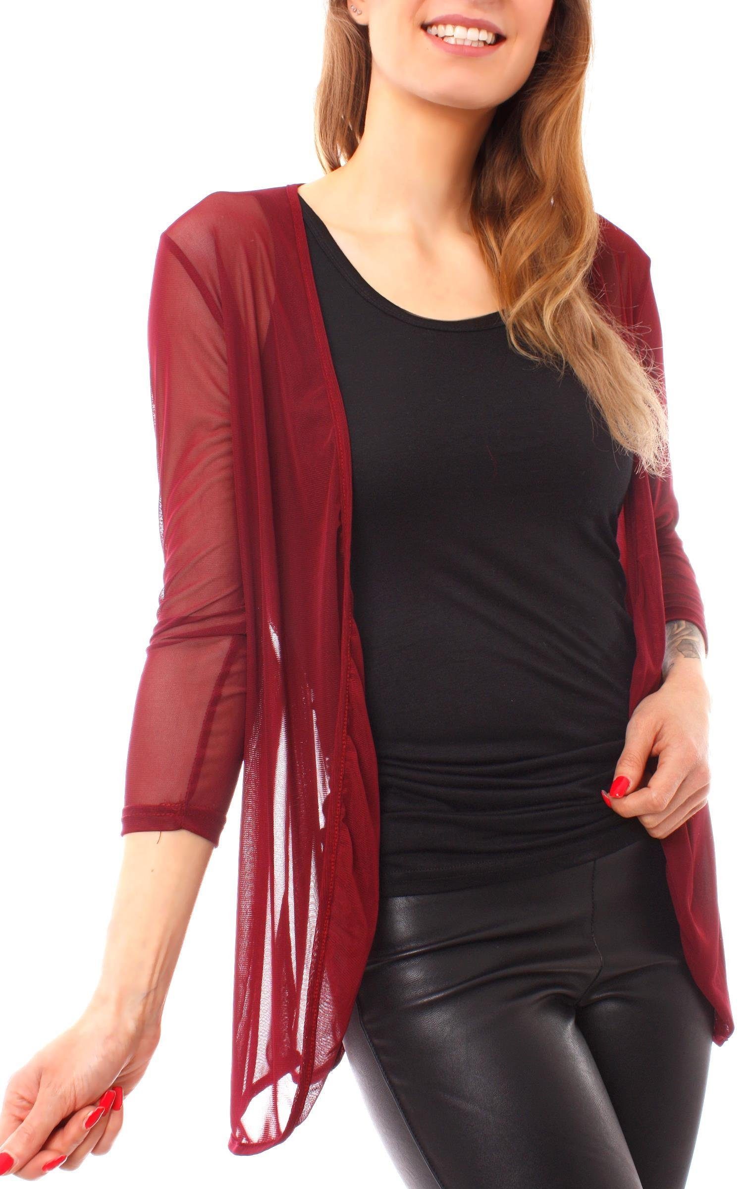 Muse Cardigan Mesh Cardigan Jäckchen transparent 7058 dunkelrot