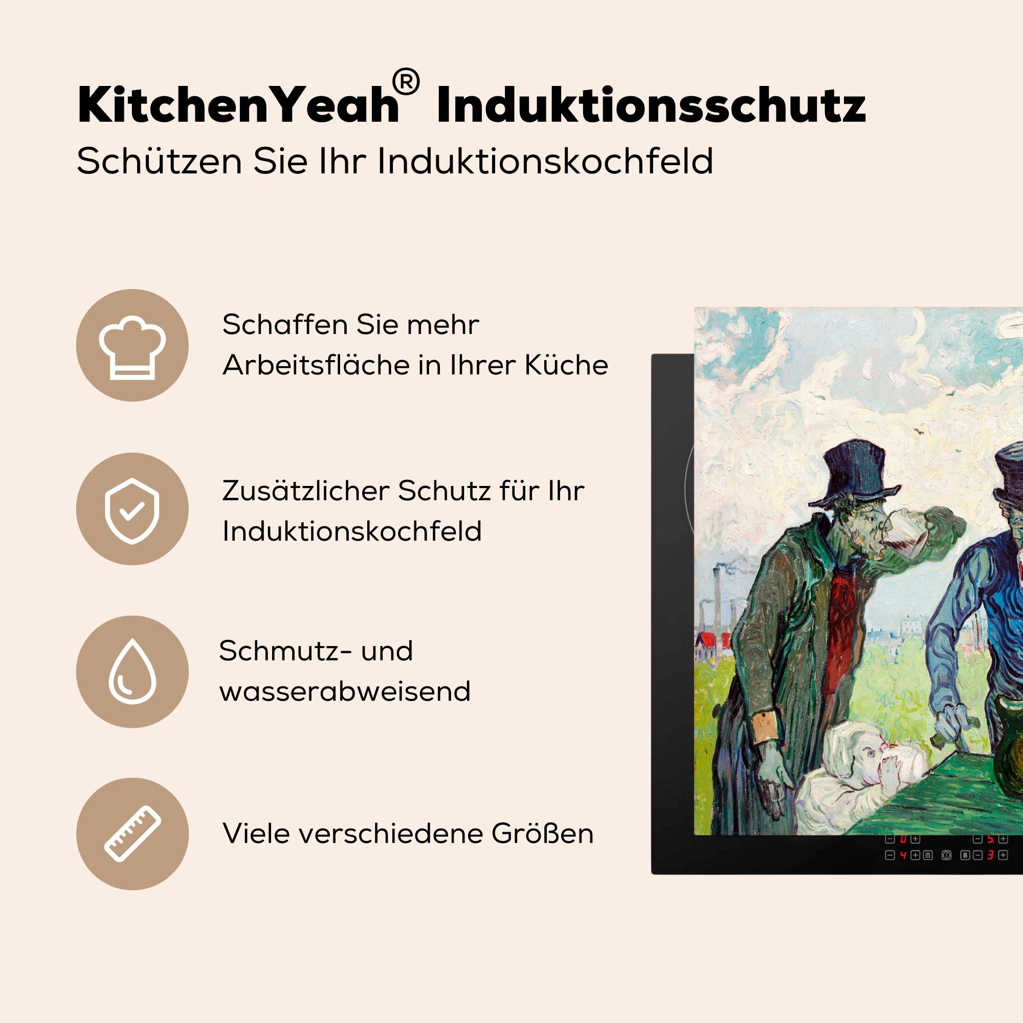 küche, Vinyl, van Vincent Ceranfeldabdeckung MuchoWow cm, 59x52 Trinker Herdblende-/Abdeckplatte die für Gogh, Die (1 Induktionsmatte tlg), -