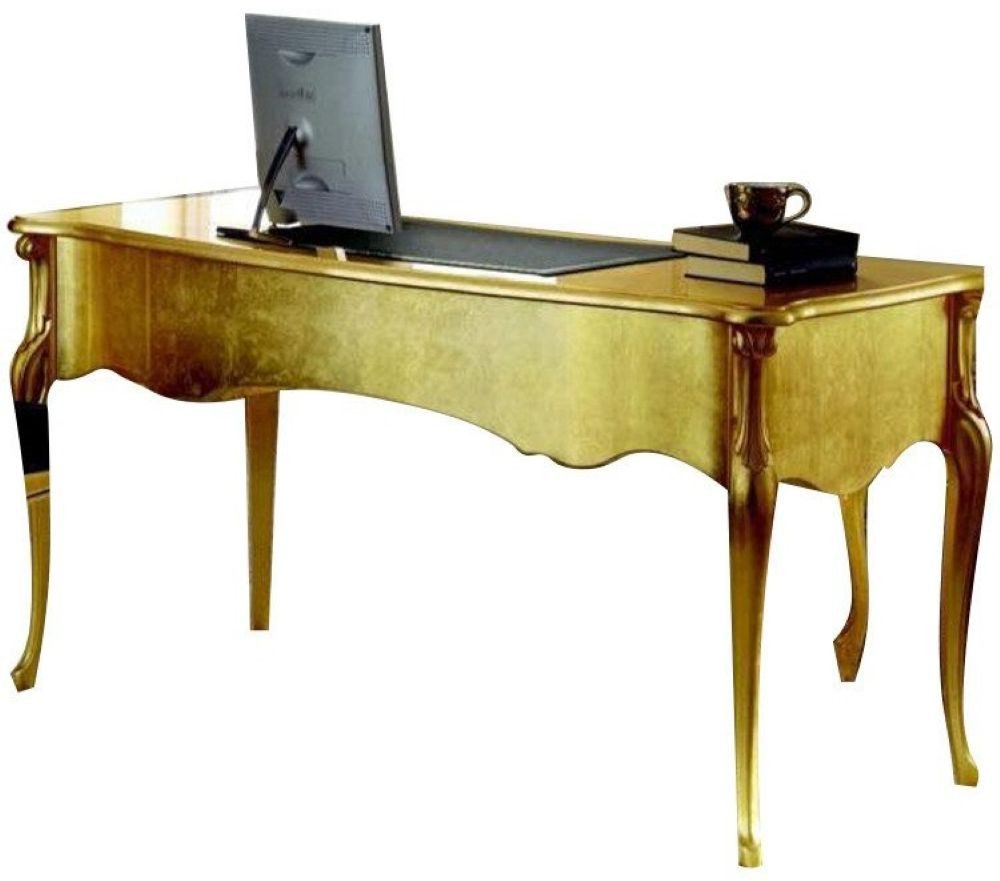 Xlmoebel Schreibtisch Designer Holz Tisch in Gold im italienischen Luxus-Stil (Tisch), Hergestellt in Italy
