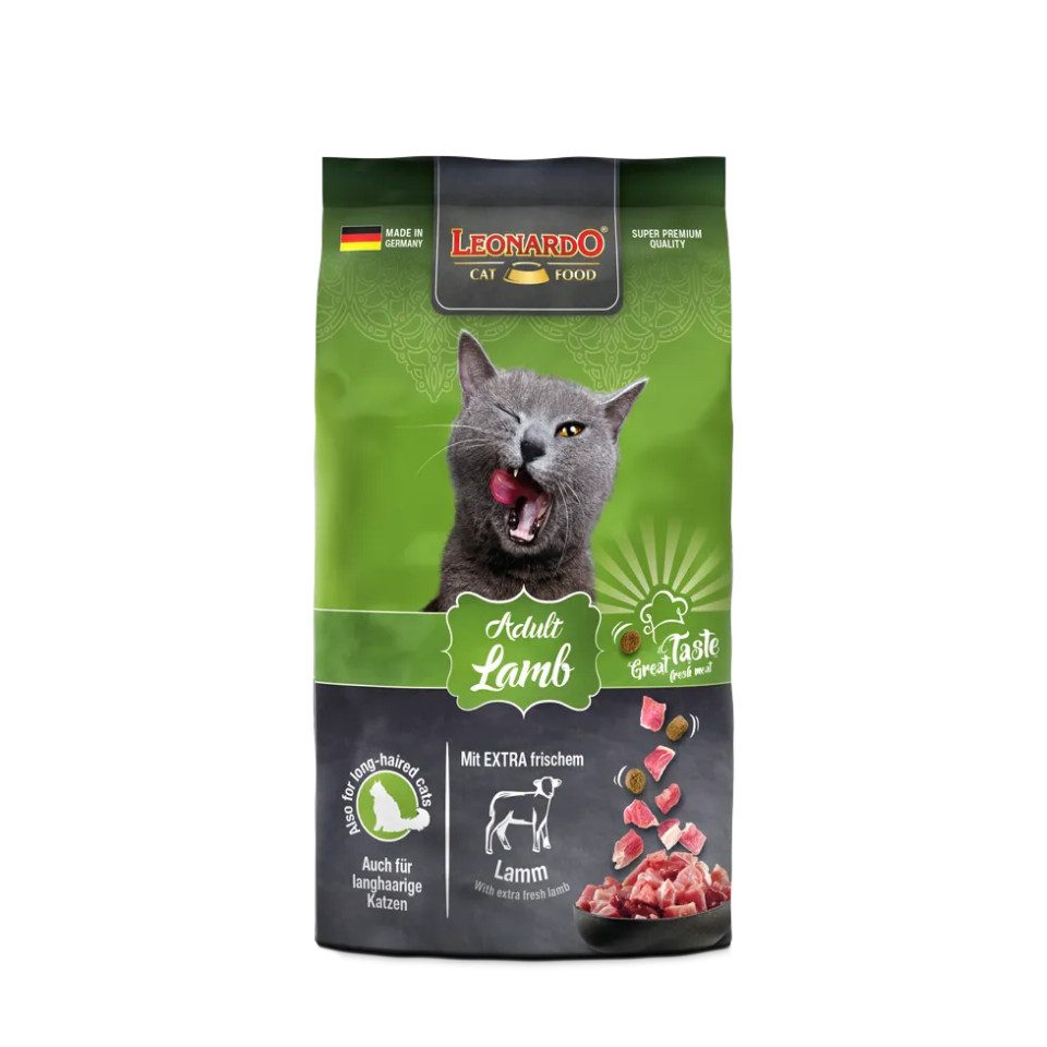 Leonardo Catfood Adult Lamb - gut verträgliches Trockenfutter mit Lamm, Trockenfutter für: Katzen