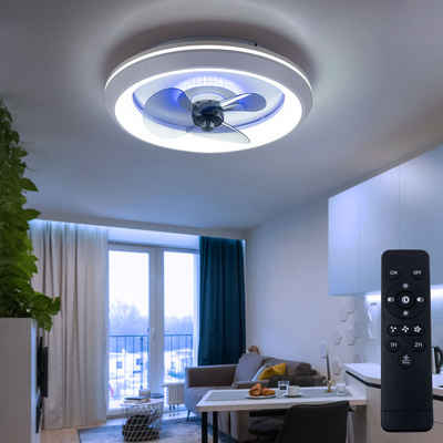 Lampenwelt Deckenventilator, LED Deckenventilator Wohnzimmerlampe Fernbedienung dimmbar 3 Stufen