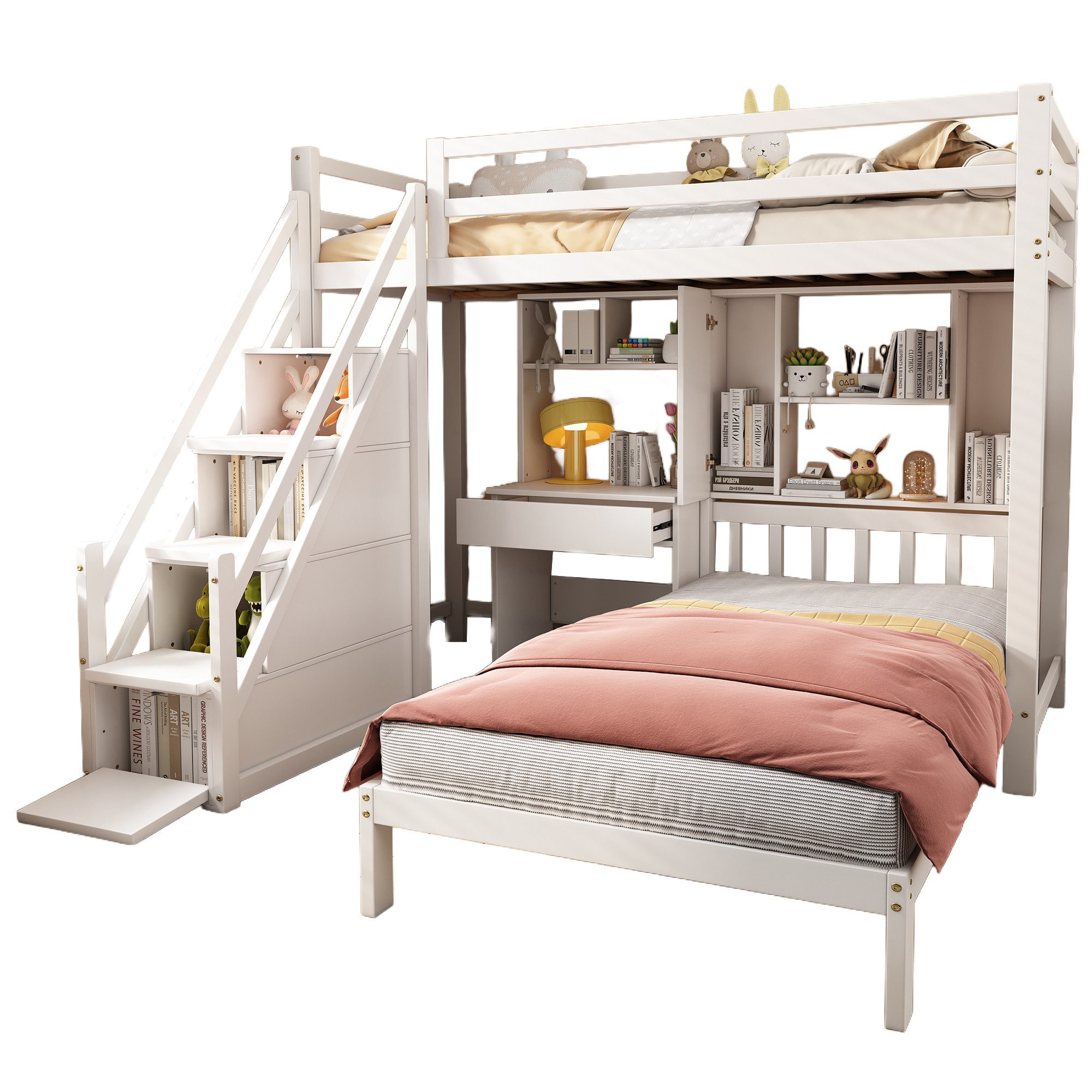 Merax Etagenbett 90x200cm mit Schreibtisch und günstig online kaufen