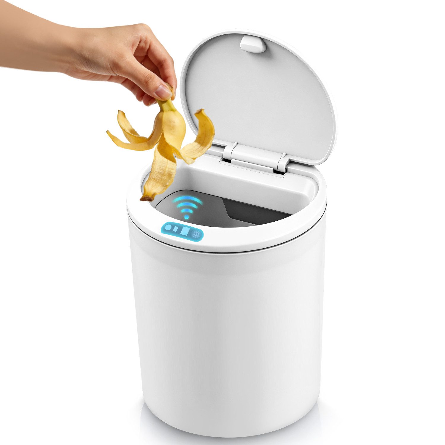 CkeyiN Pro Kosmetikeimer Softclose-Deckel,Mülleimer Intelligenter Sensor,5L,19x19x23,5 cm, Anti-Geruch Abfalleimer,Automatischer/Manueller Start,für Büro