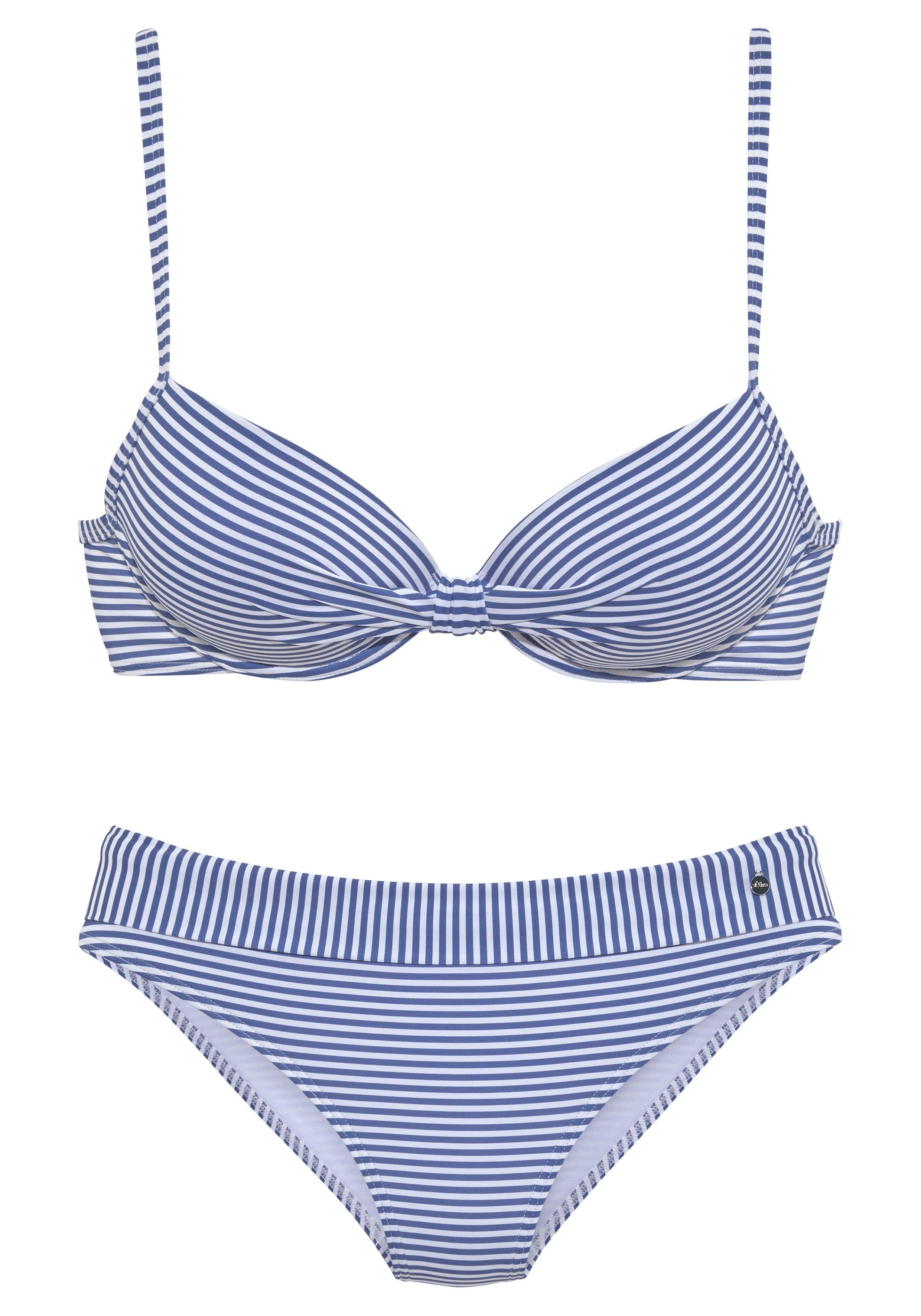 Knoten-Optik s.Oliver hellblau-weiß Bügel-Bikini in