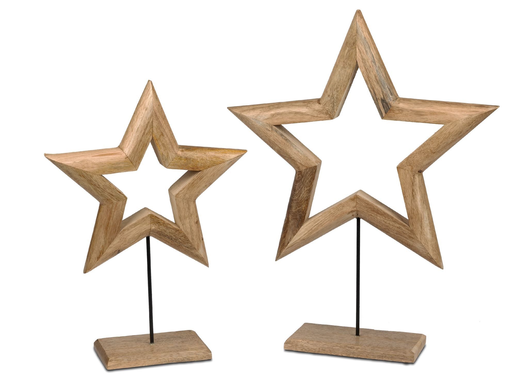 Weihnachtsfigur Sterne Alu Mangoholz