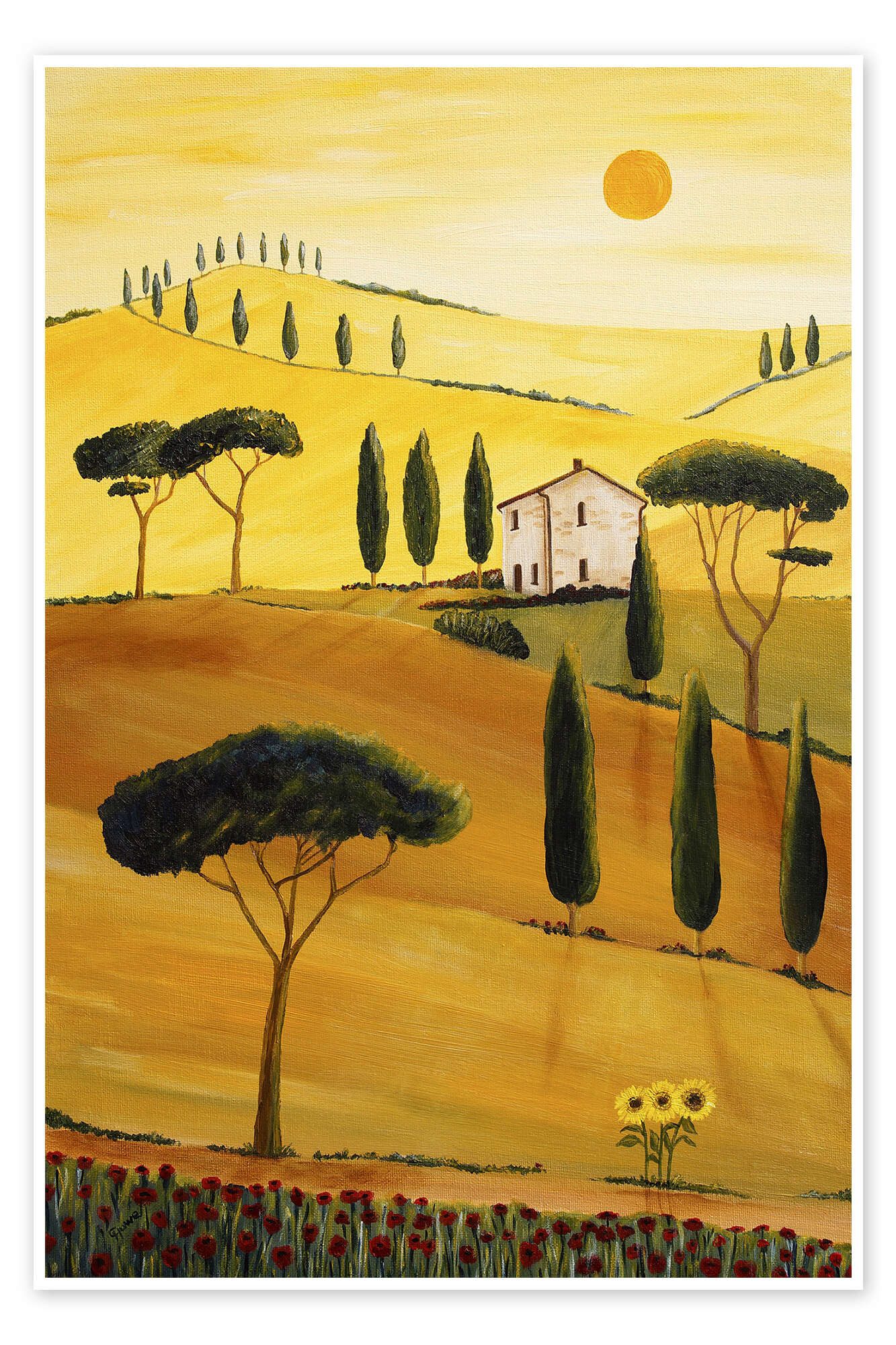 Posterlounge Плакат Christine Huwer, Bunte Toskana, Mediterran Malerei