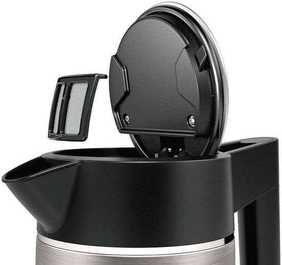 BOSCH Wasserkocher DesignLine TWK5P480, Ausgießen ohne Spritzer, Tassenanzeige, 1,7 l, 2400 W, große Wasserstandsanzeige, Überhitzungsschutz, Edelstahl – Bild 5 von 5