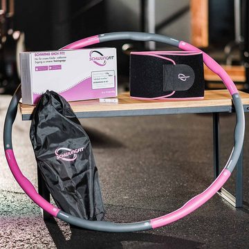 Schwungfit Hula-Hoop-Reifen Set 1,2 kg - Inkl. Tasche und Bauchweggürtel (1,2 Kg Hula Hoop Reifen mit 100cm Durchmesser), mit Schaumstoff Polster & Massagefunktion