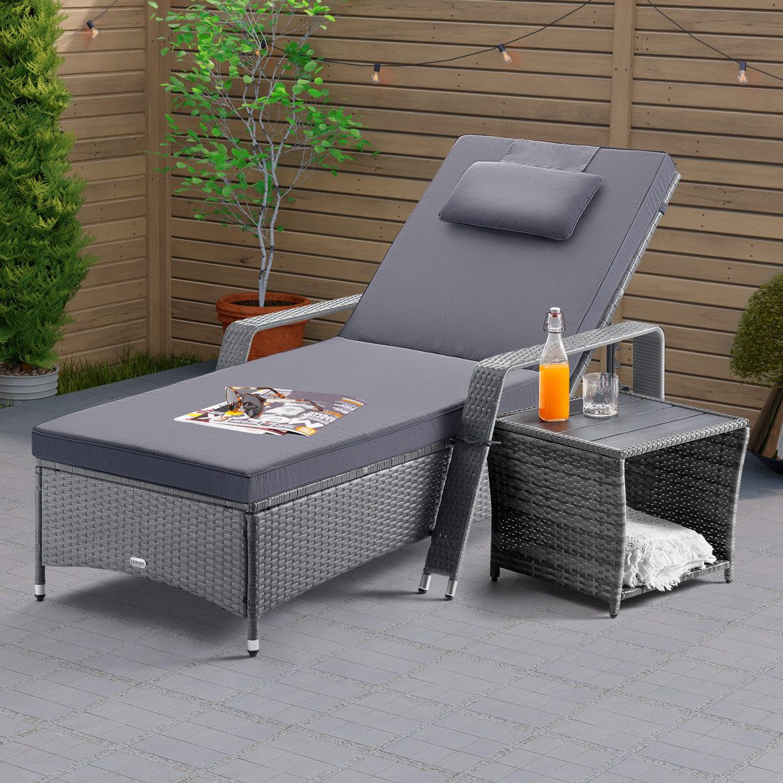 Casaria Beistelltisch (1-St), Polyrattan WPC Tischplatte günstig online kaufen