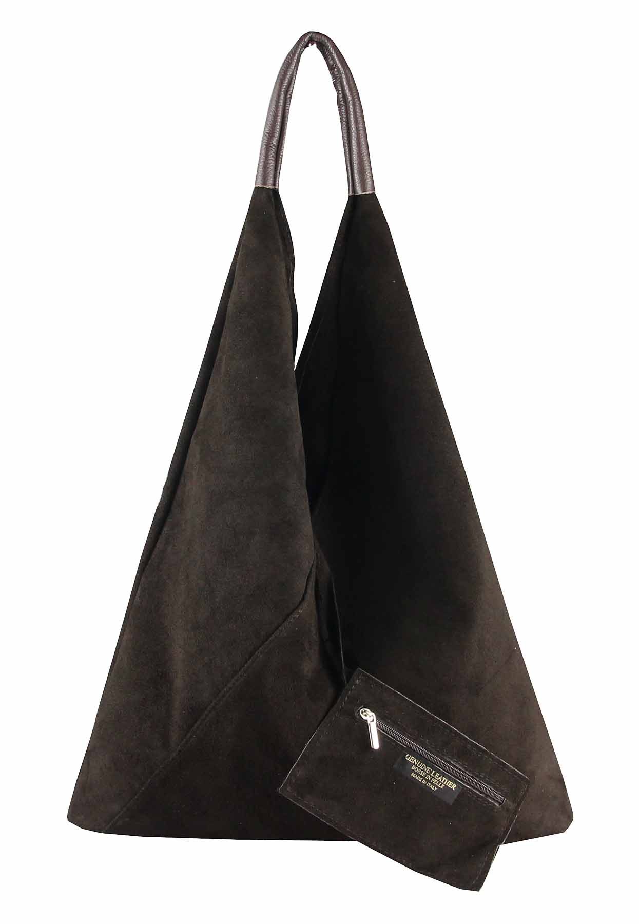 ITALYSHOP24 Schultertasche Made in Italy Damen XXL Leder Wildleder Tasche Shopper Umhängetasche, LEICHT SICHER & SMART unterm Arm tragbar MODERN & EDEL, CITY HOBO BAG