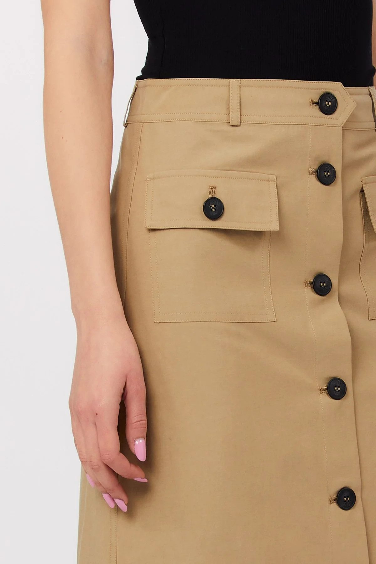 Liu Jo Midirock - Midi Rock Damen - A-Linien Rock mit Knopfleiste - Utility Rock mit