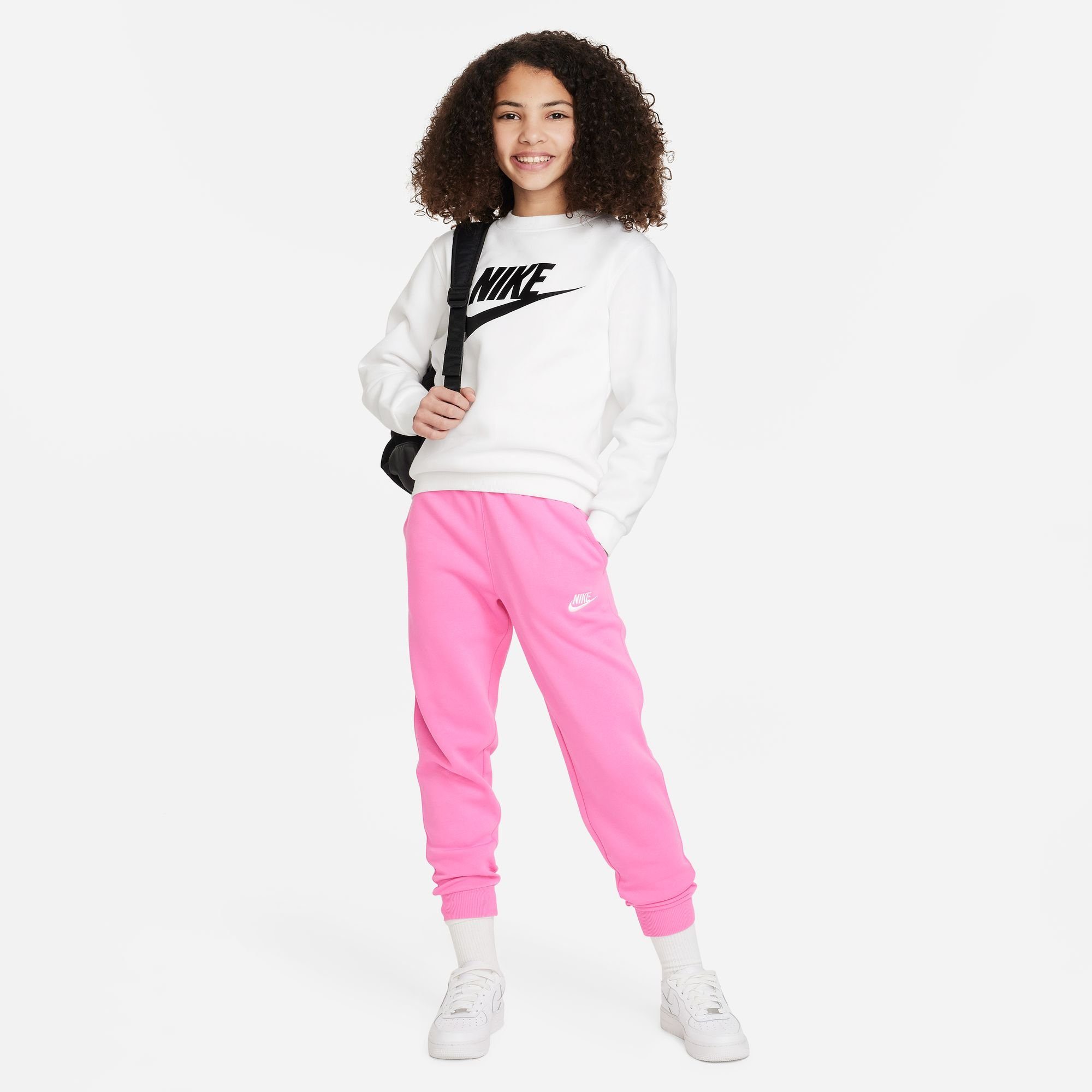 Sportswear JOGGER BIG CLUB KIDS' Jogginghose Nike PANTS FLEECE PINK/WHITE PLAYFUL