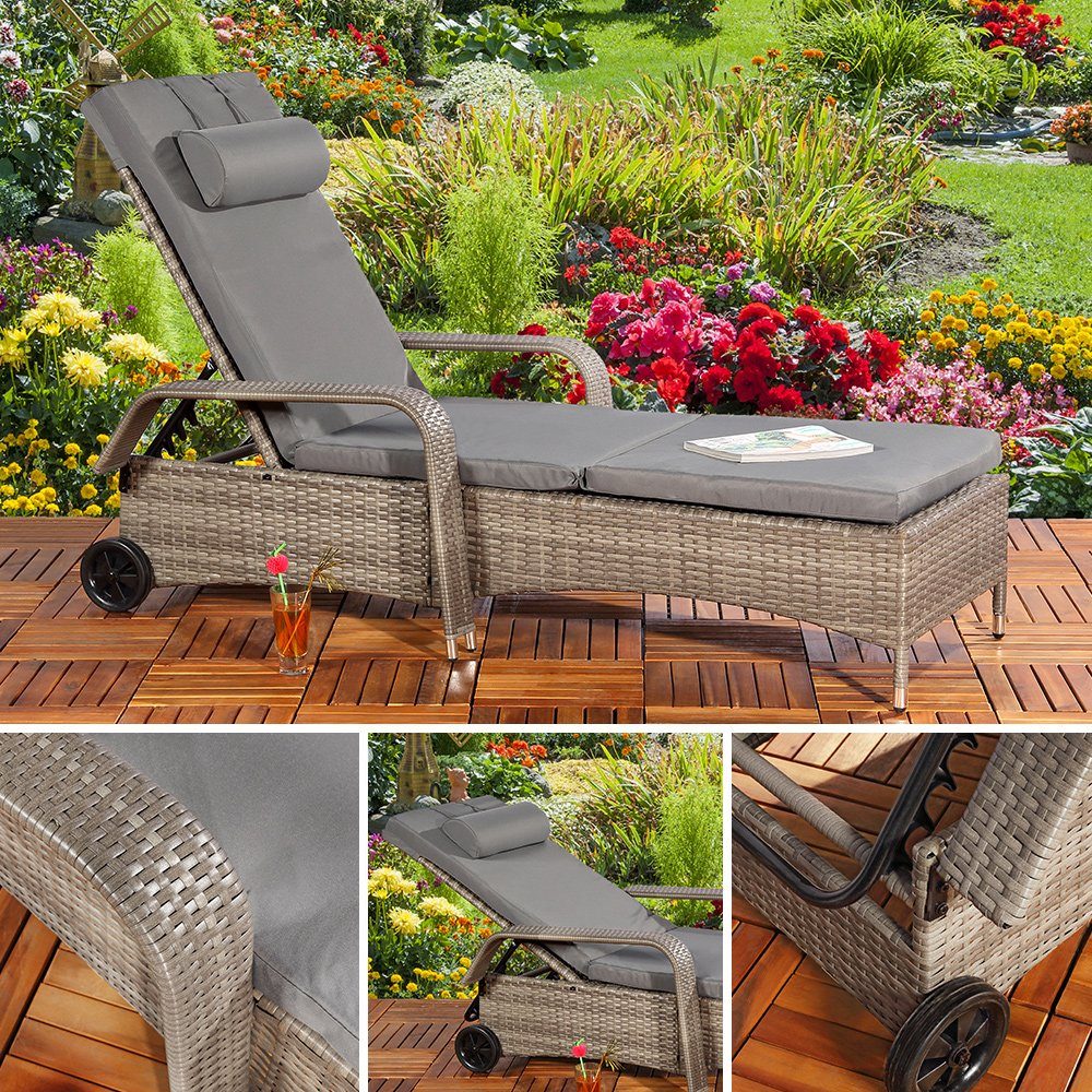 Mucola Gartenliege Rattan Sonnenliege Gartenliege Polyrattan günstig online kaufen