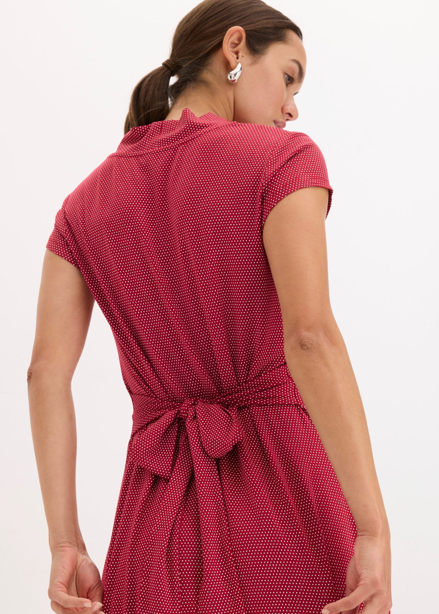 bonprix Midikleid aus Viskose und Elasthan, Wickeloptik mit Bindeband, Kurzarm-Design – Bild 3 von 5