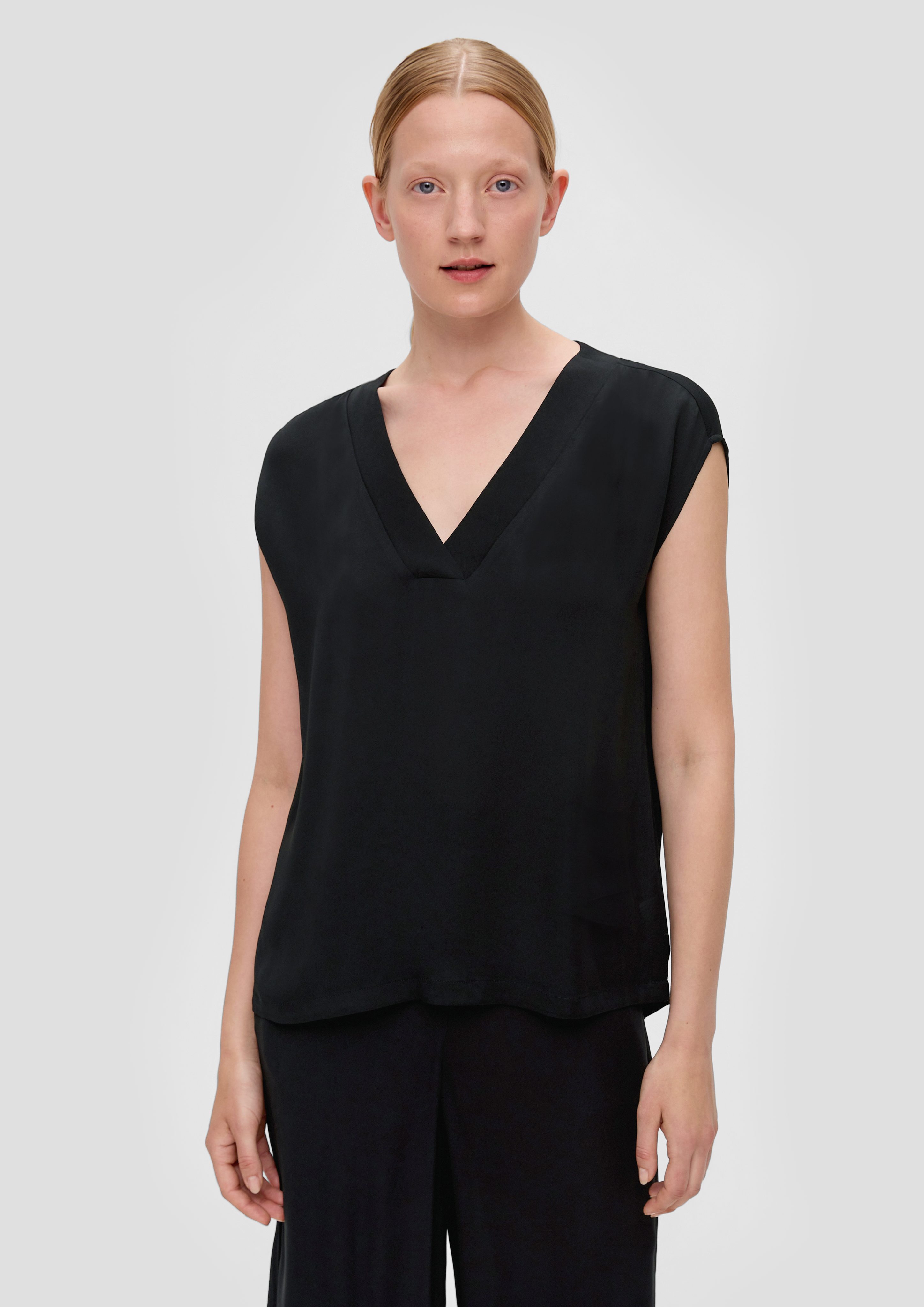 s.Oliver BLACK LABEL Kurzarmbluse Bluse mit Kappärmeln