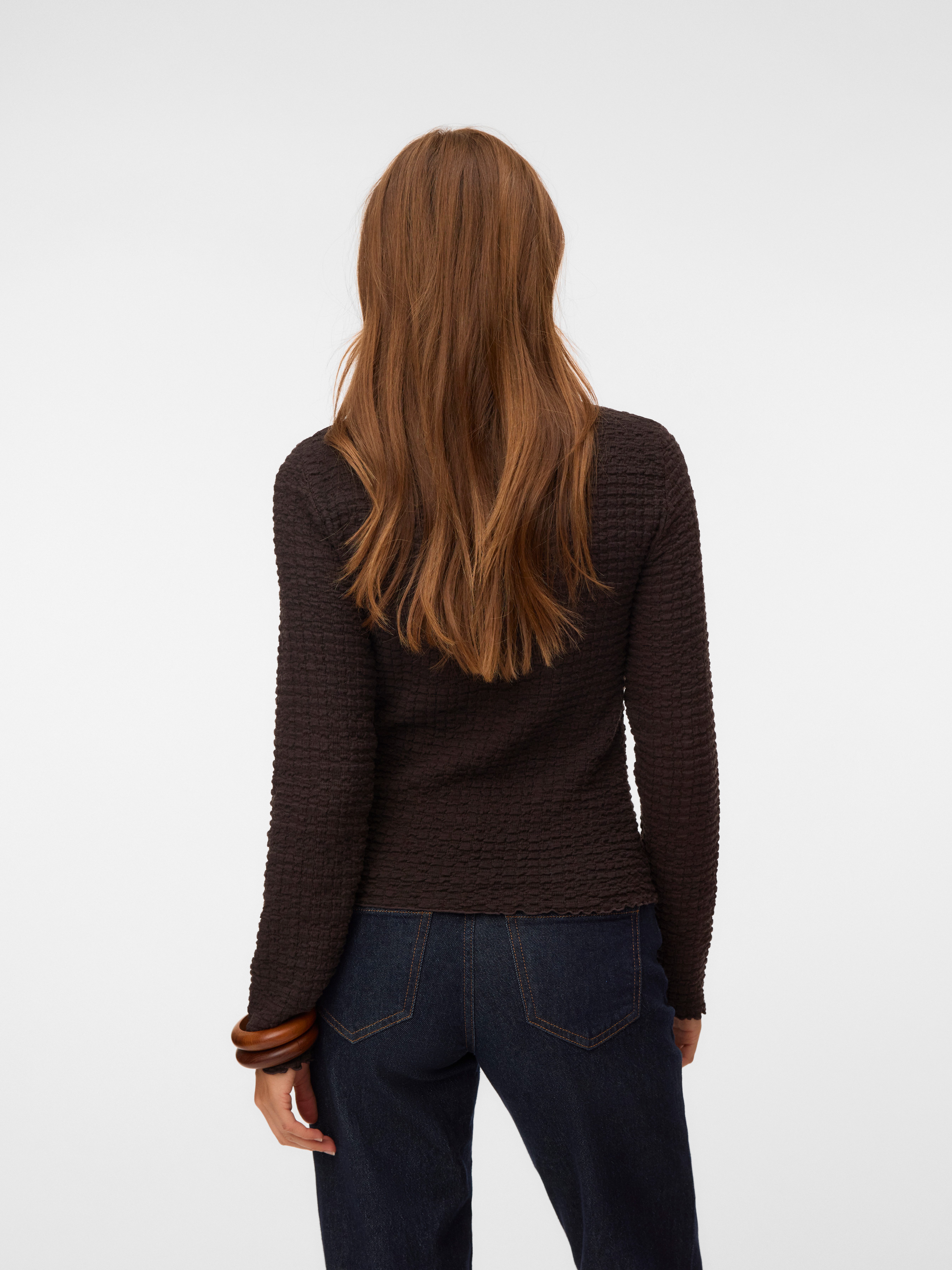 Vero Moda Langarmshirt VMZIA LS FUNNEL NECK TOP JRS NOOS Baumwollmischung, regular fit – Bild 2 von 5