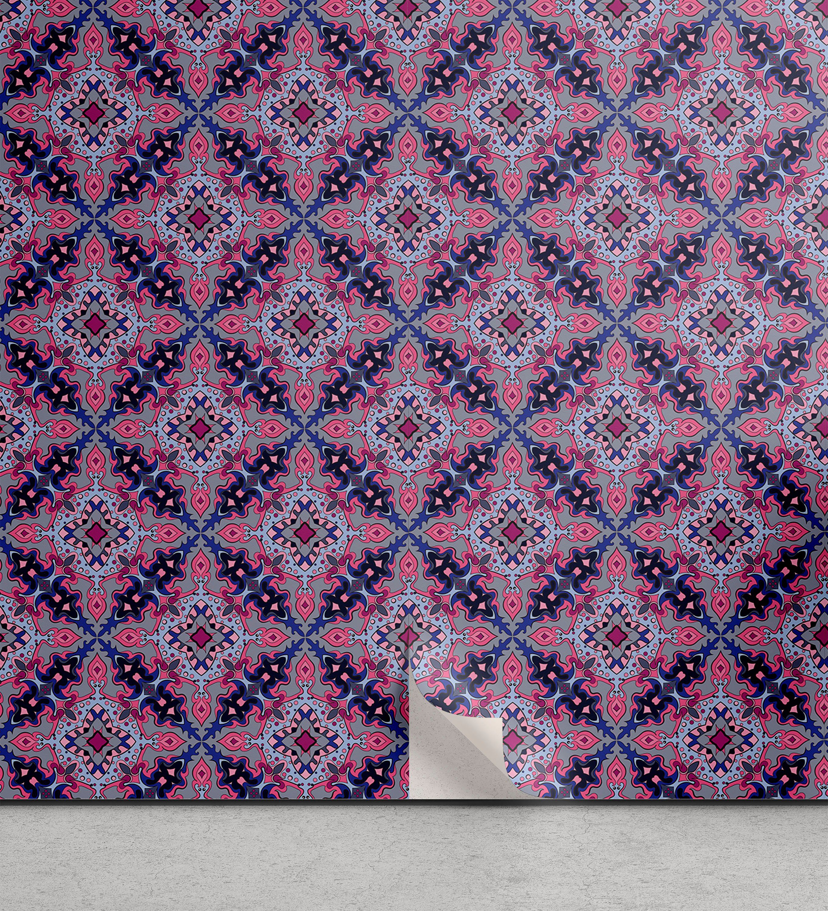 Abakuhaus Vinyltapete selbstklebendes Wohnzimmer Küchenakzent, Retro Aufwändige Rauten und Punkte