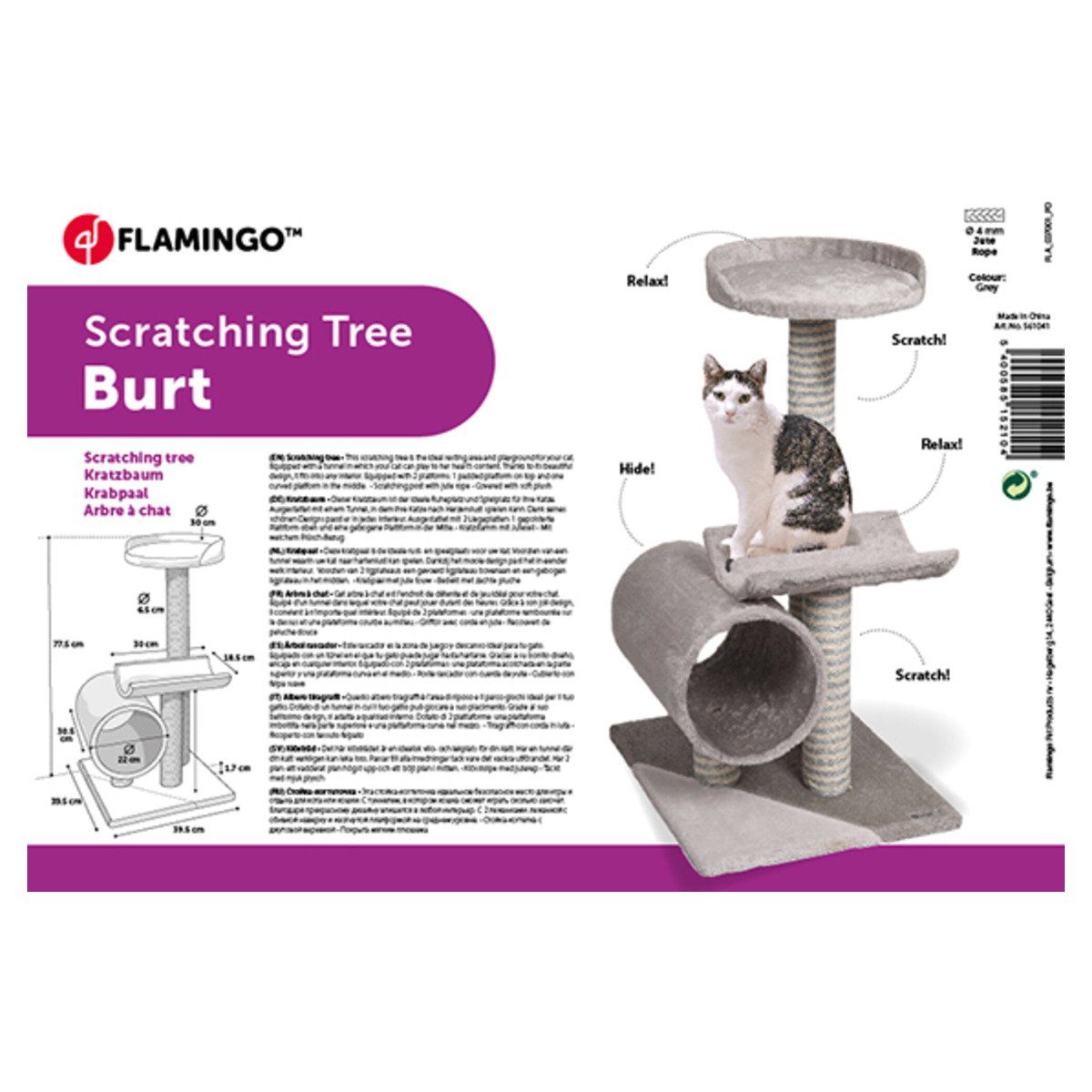 Thumbnail - Flamingo Kratzbaum Kratzbaum Burt grau
