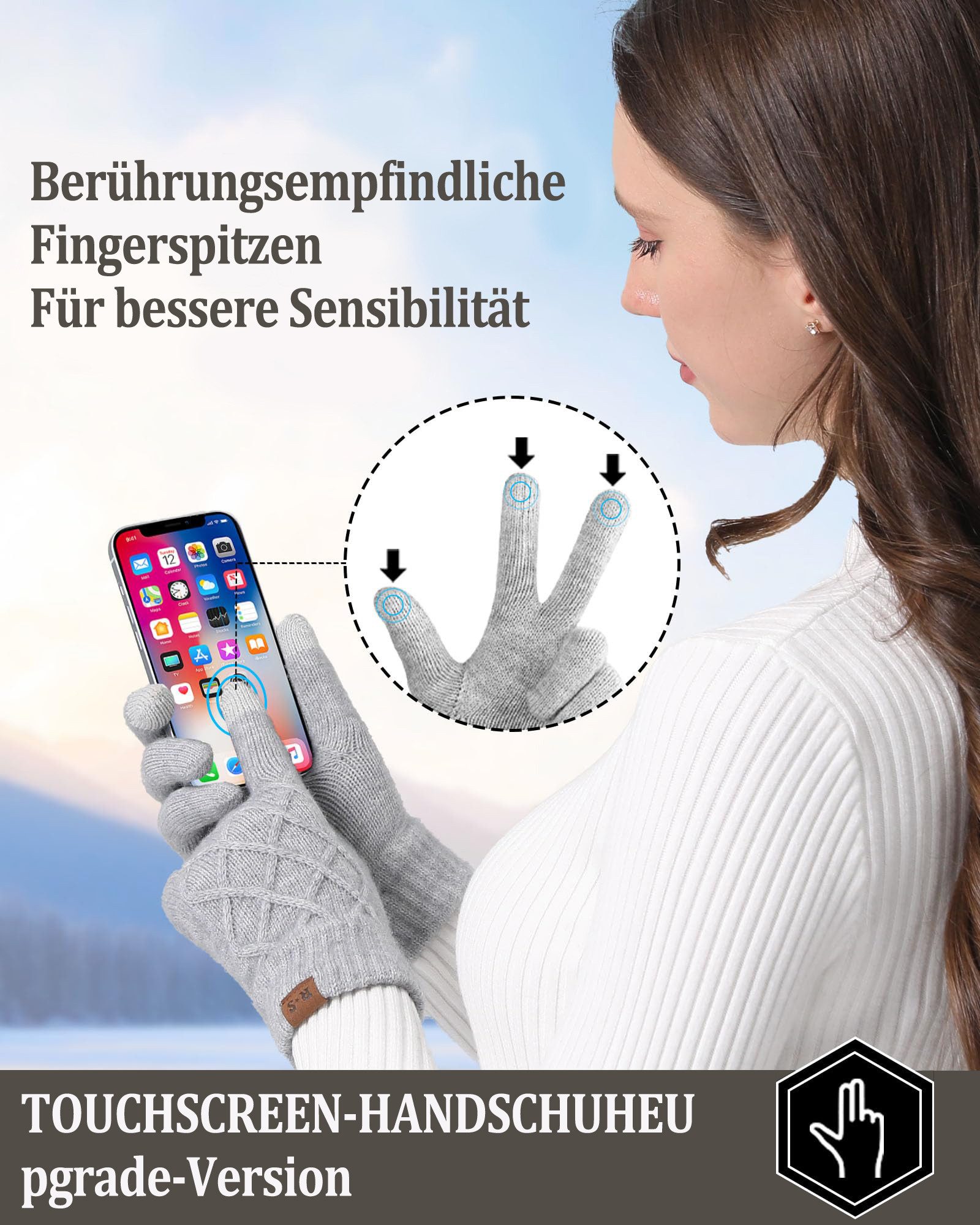 Coonoor Strickhandschuhe Winter Touchscreen-Handschuhe, Winter-Strickhandsc günstig online kaufen