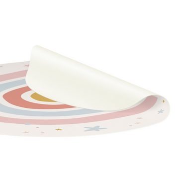 Kinderteppich Vinyl Kinderzimmer Mädchen Jungen Regenbogen, Bilderdepot24, rund - pastell glatt, nass wischbar (Saft, Tierhaare) - Saugroboter & Bodenheizung geeignet