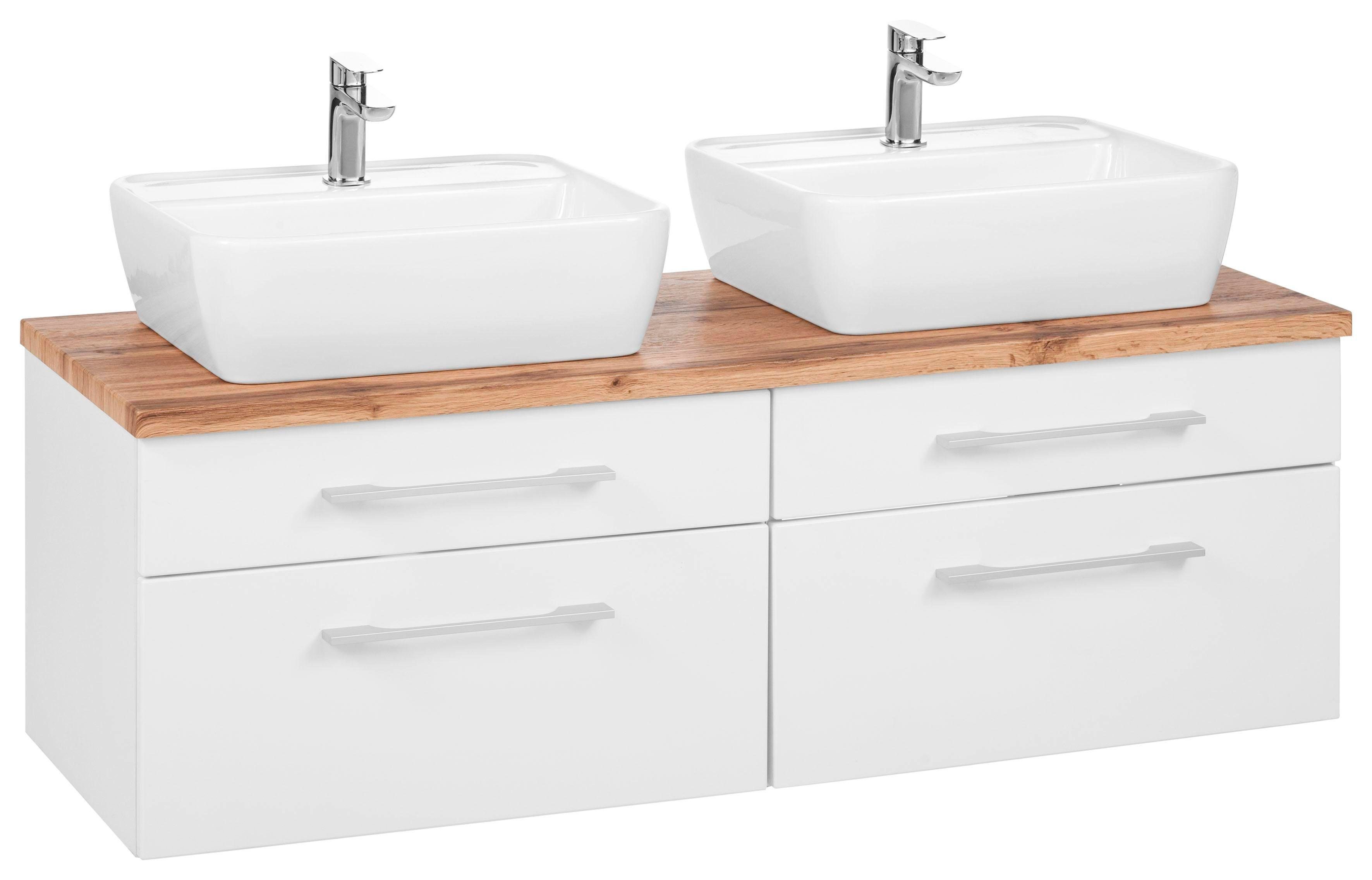welltime Waschbeckenunterschrank Davos Badmöbel, Waschtisch inkl. Waschbecken, Breite 120 cm